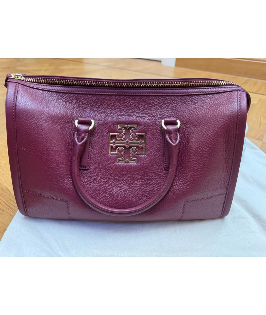 TORY BURCH Бордовая кожаная сумка с короткими ручками, фото 8