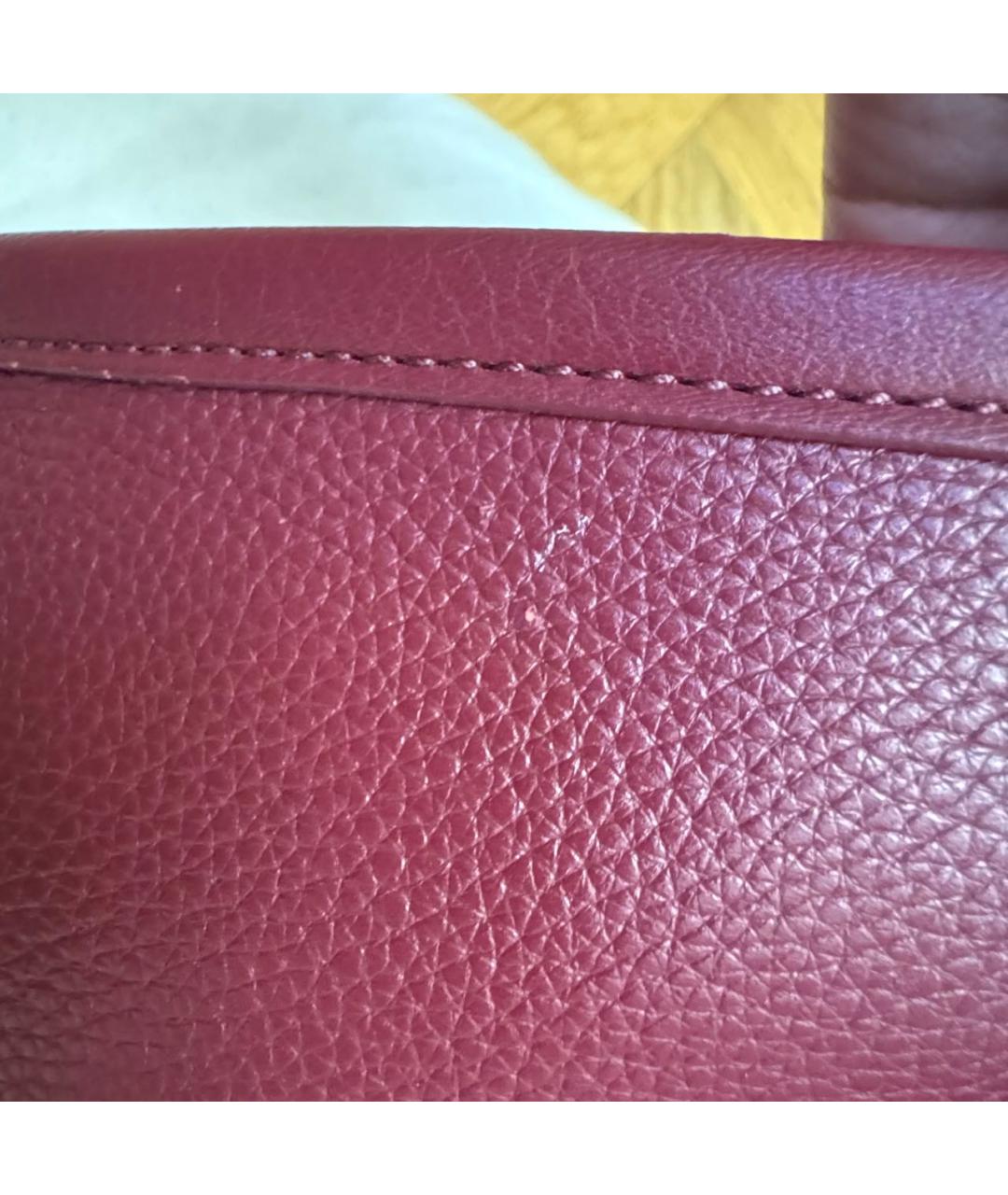 TORY BURCH Бордовая кожаная сумка с короткими ручками, фото 4