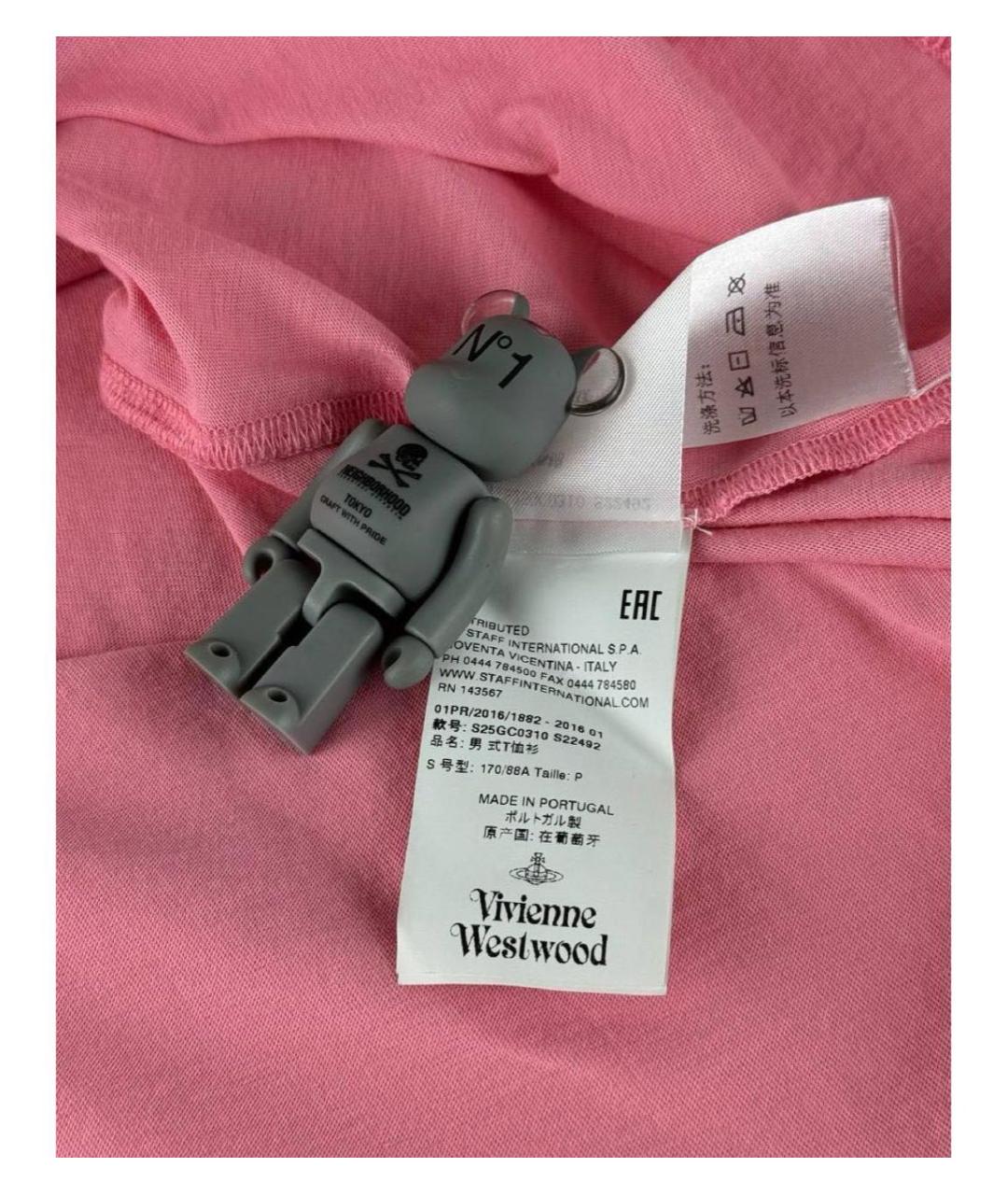 VIVIENNE WESTWOOD Коралловая хлопковая футболка, фото 4