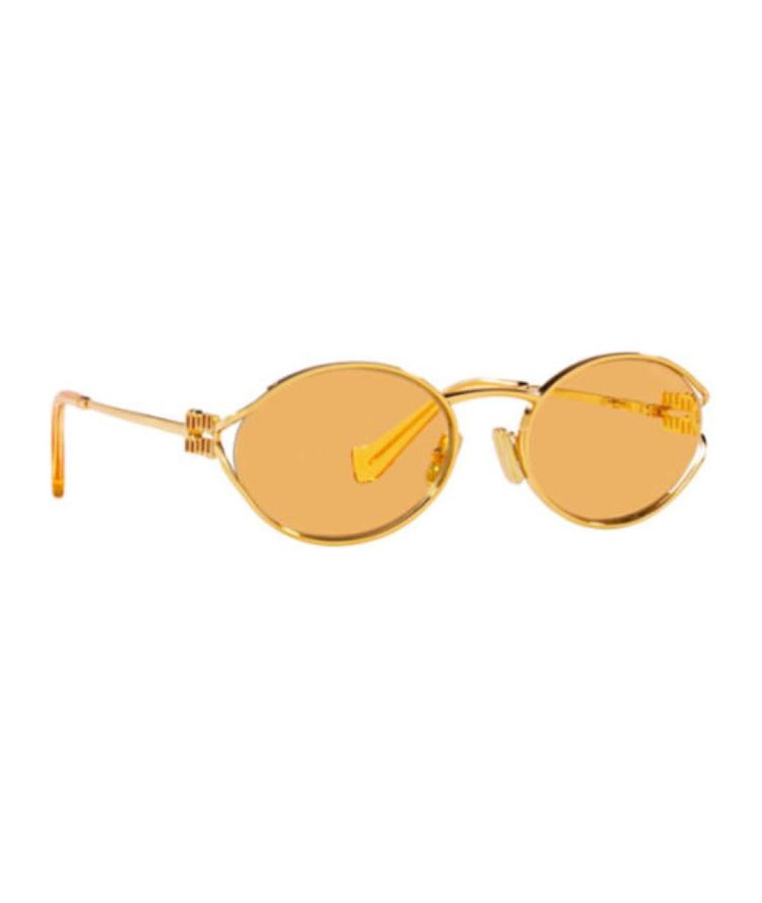 MIU MIU Золотые металлические солнцезащитные очки, фото 3