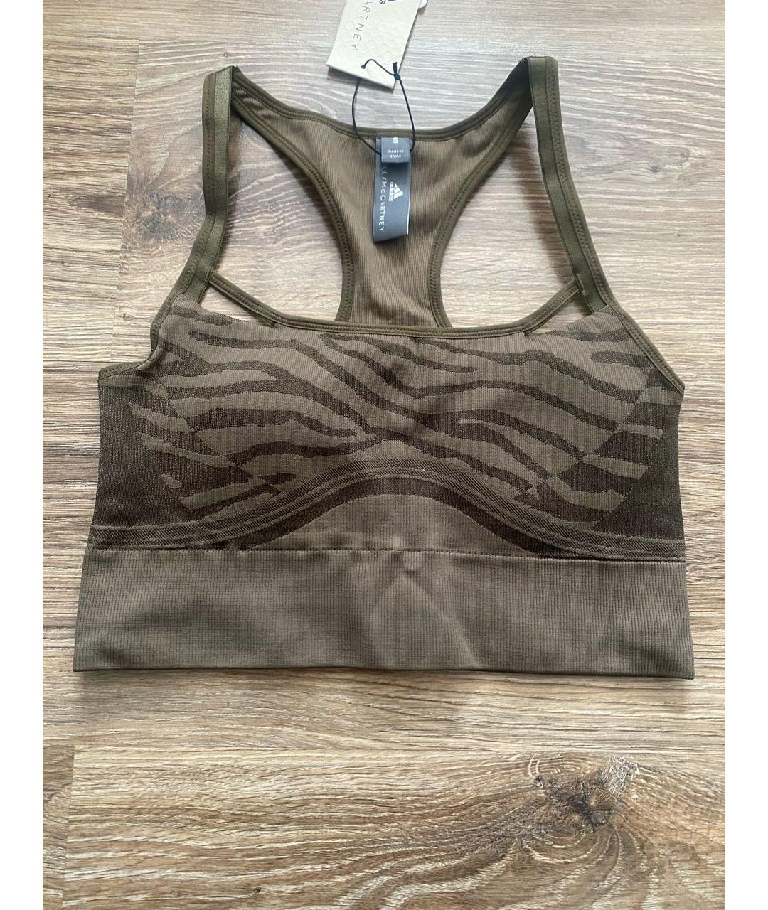 ADIDAS BY STELLA MCCARTNEY Хаки хлопко-эластановая майка, фото 6