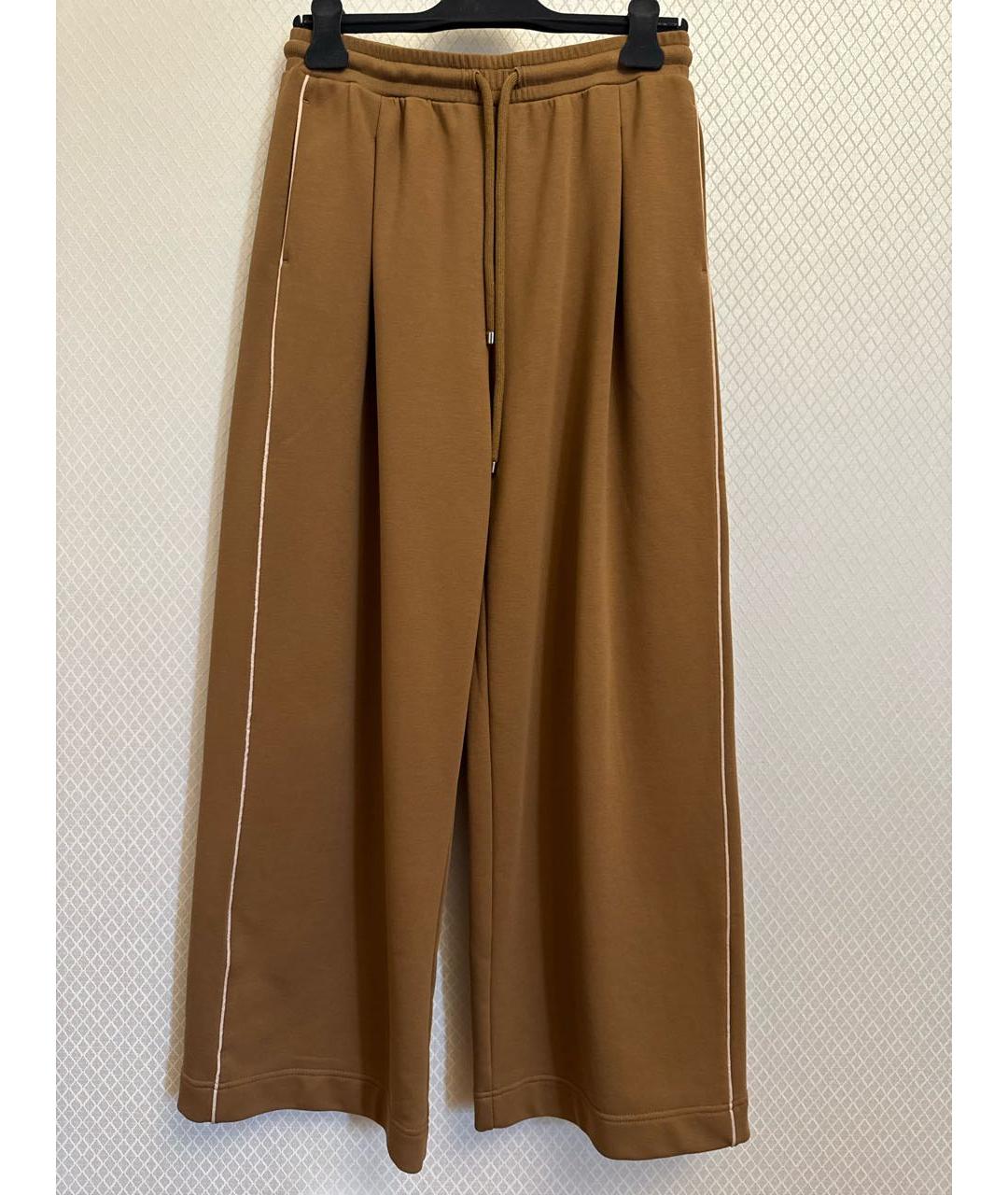 'S MAX MARA Коричневый хлопко-эластановый костюм с брюками, фото 2