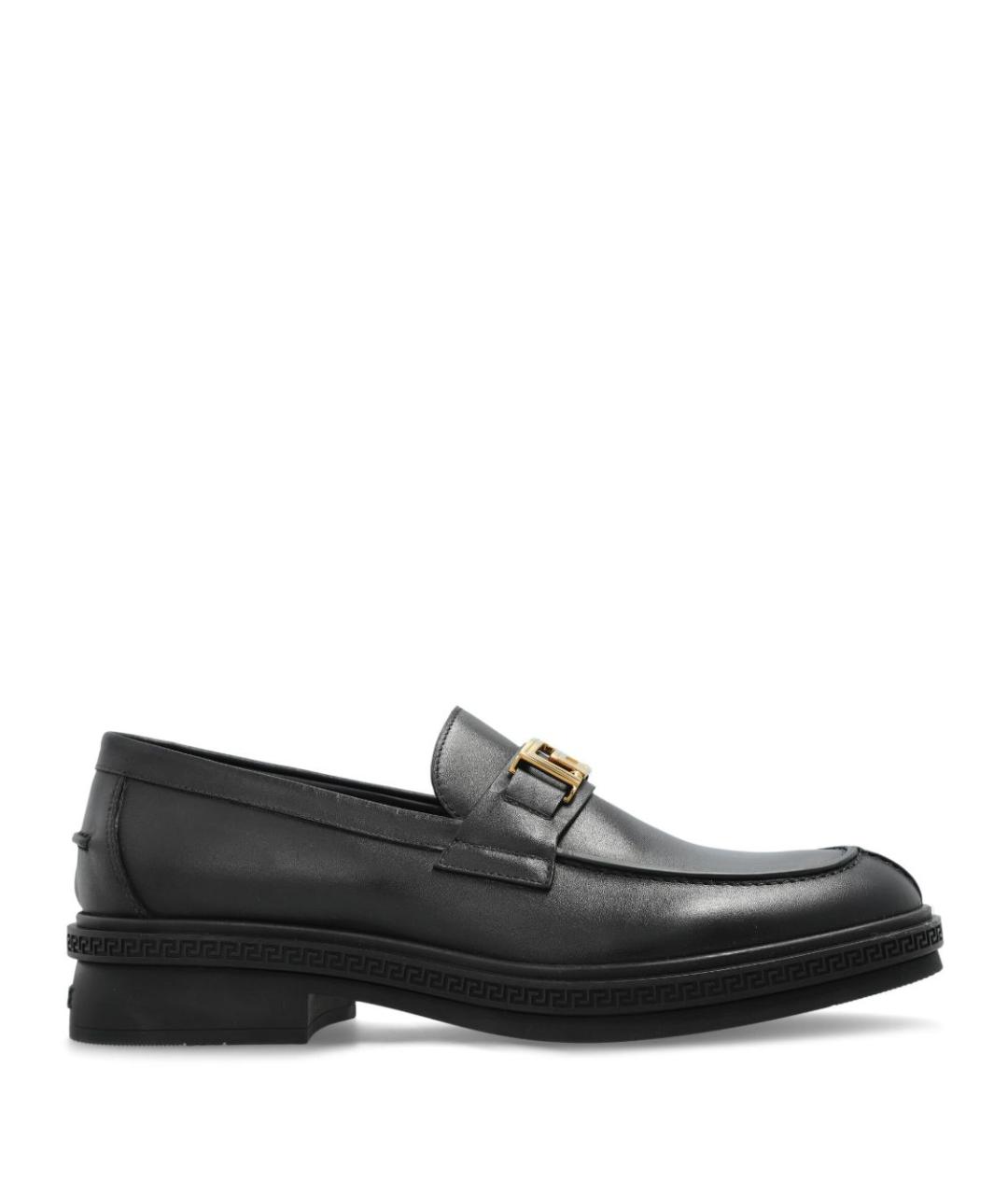 VERSACE Черные кожаные лоферы, фото 1