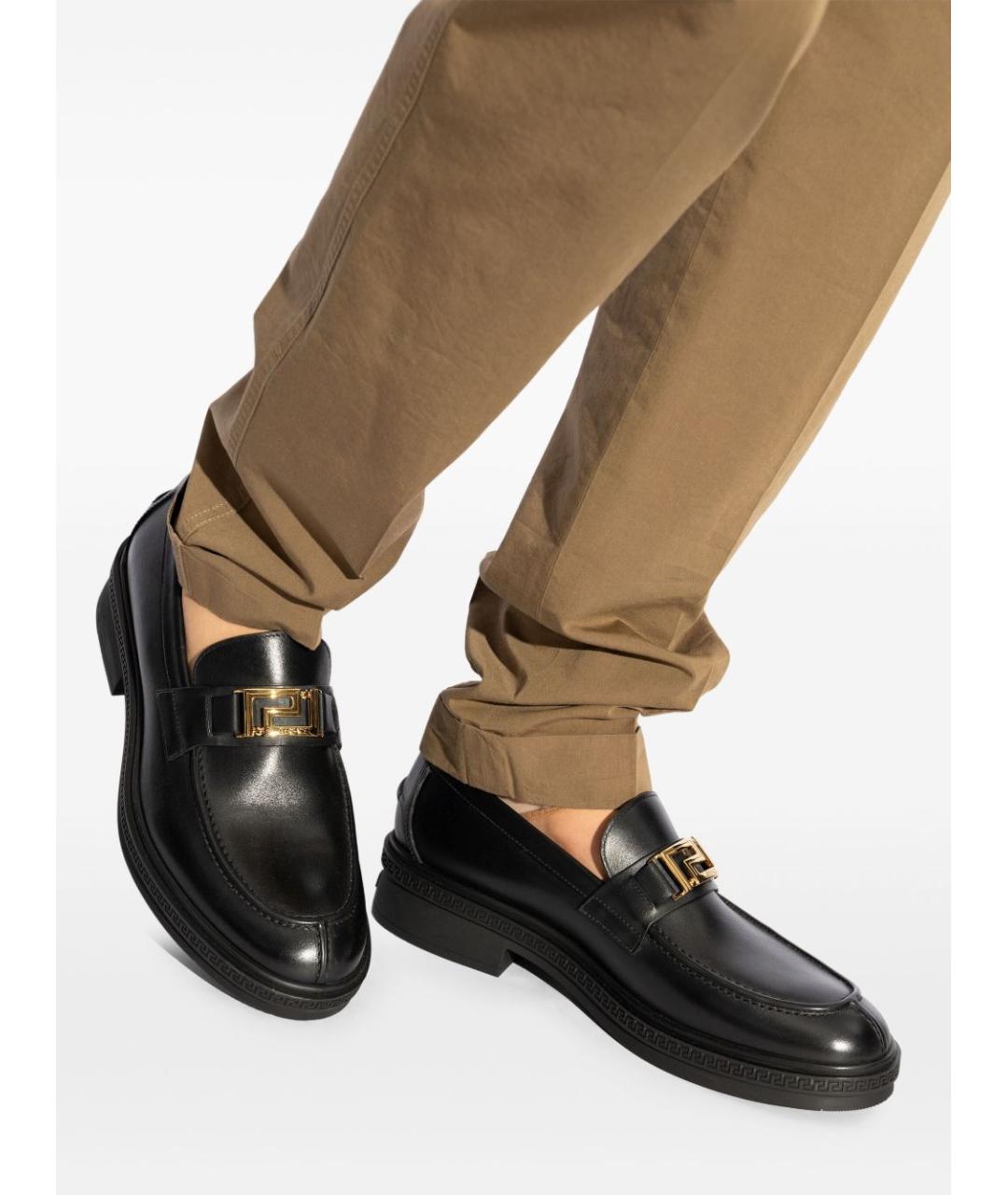 VERSACE Черные кожаные лоферы, фото 4