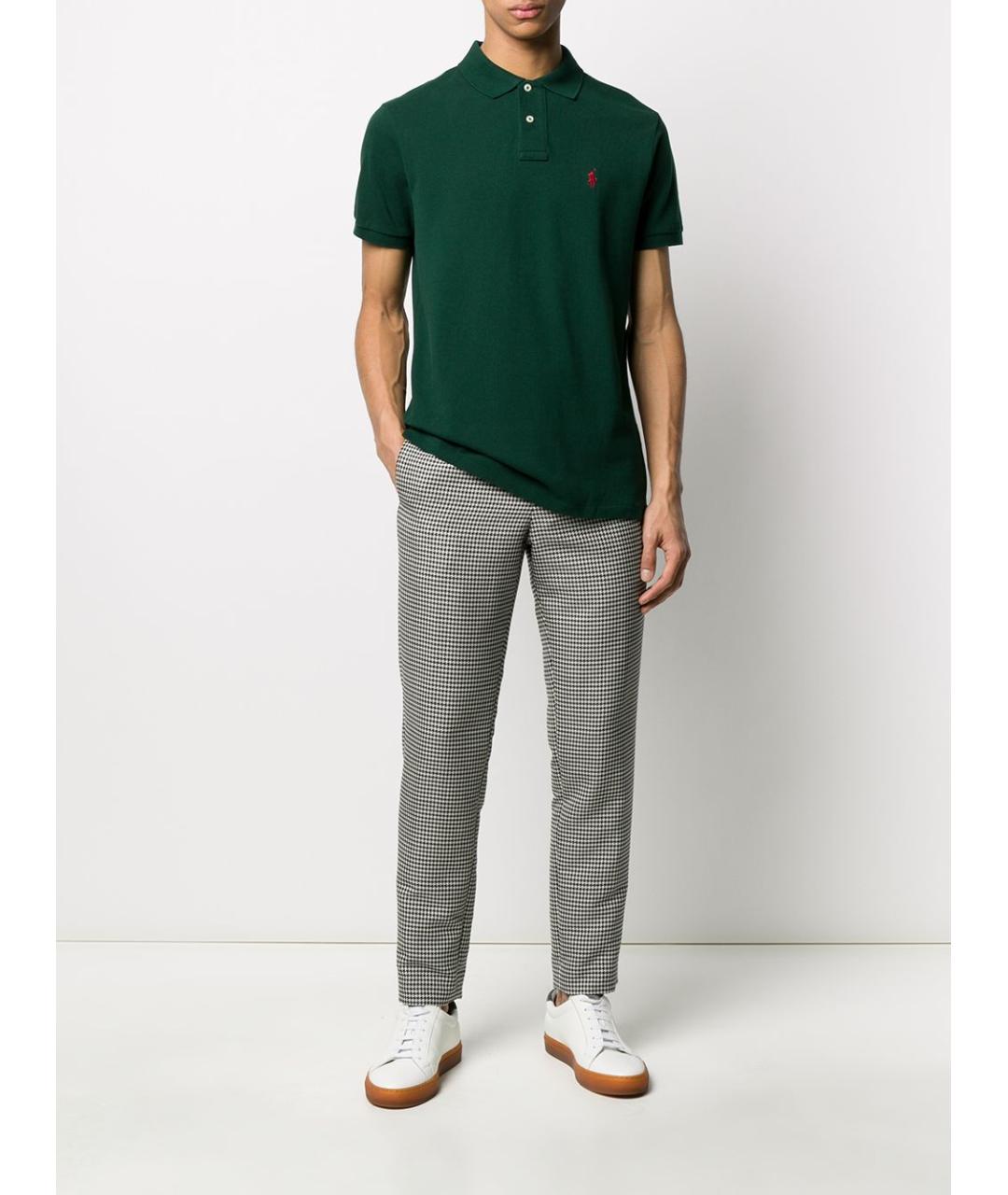 POLO RALPH LAUREN Зеленые хлопковое поло с коротким рукавом, фото 4