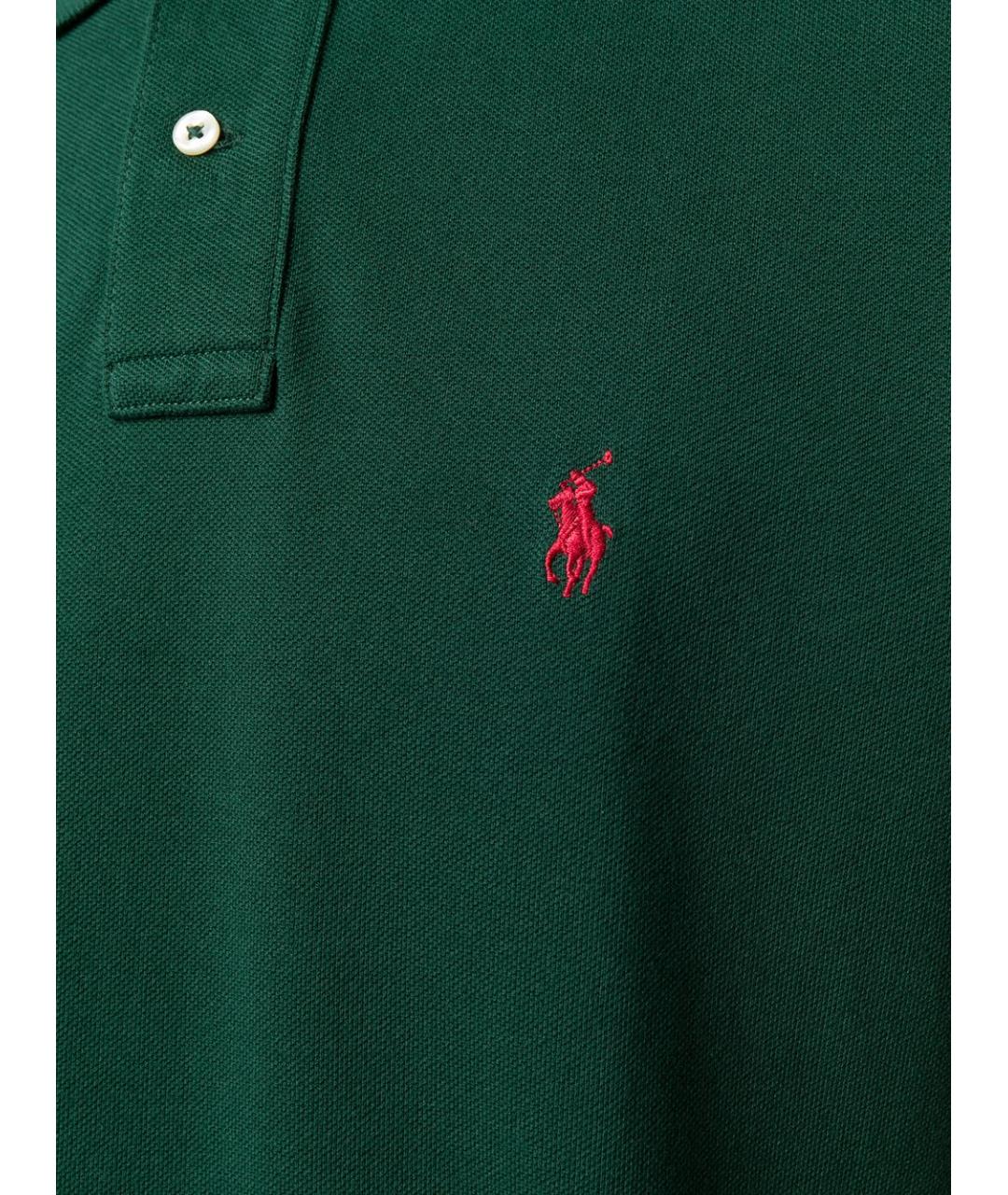 POLO RALPH LAUREN Зеленые хлопковое поло с коротким рукавом, фото 5