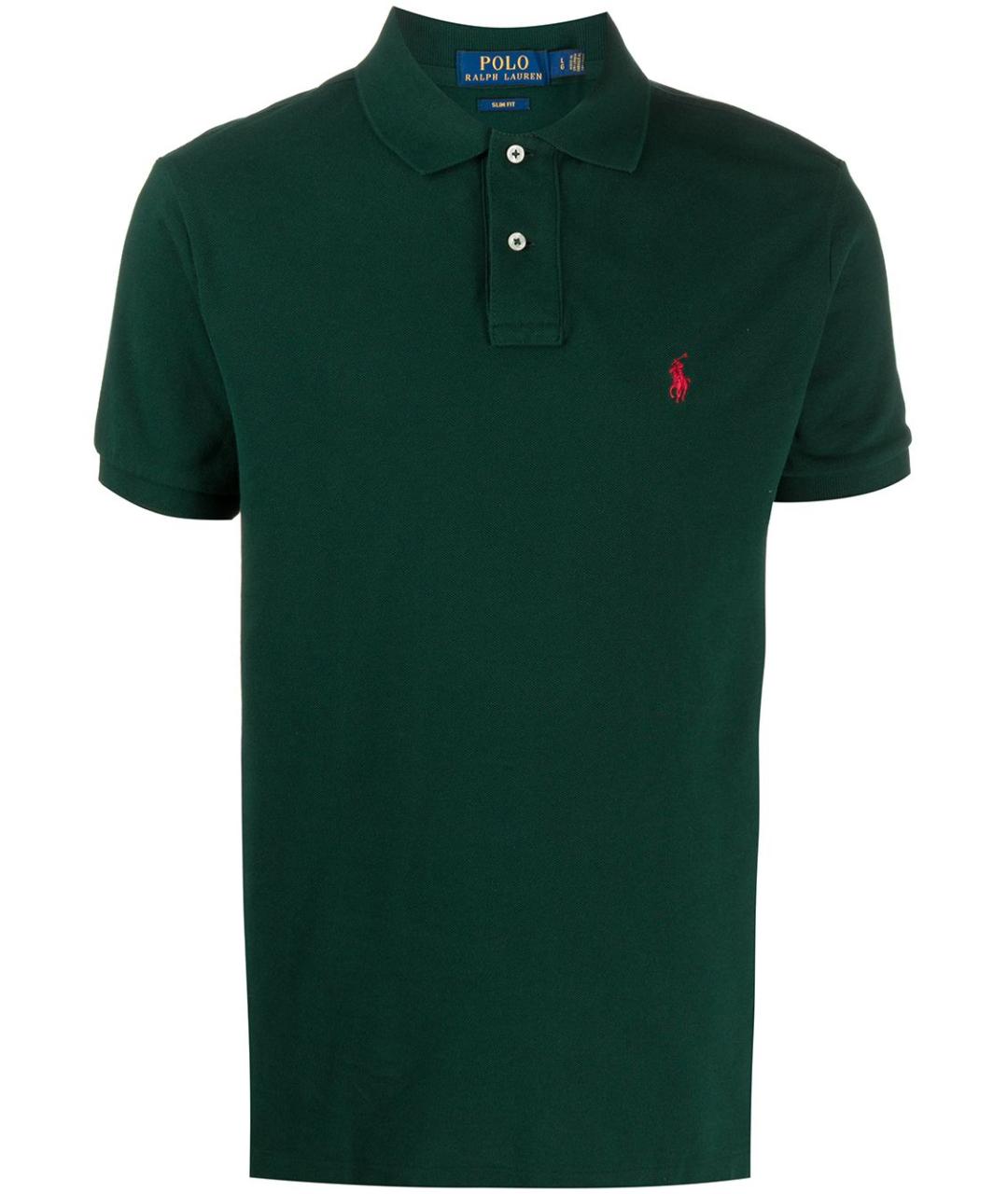 POLO RALPH LAUREN Зеленые хлопковое поло с коротким рукавом, фото 1