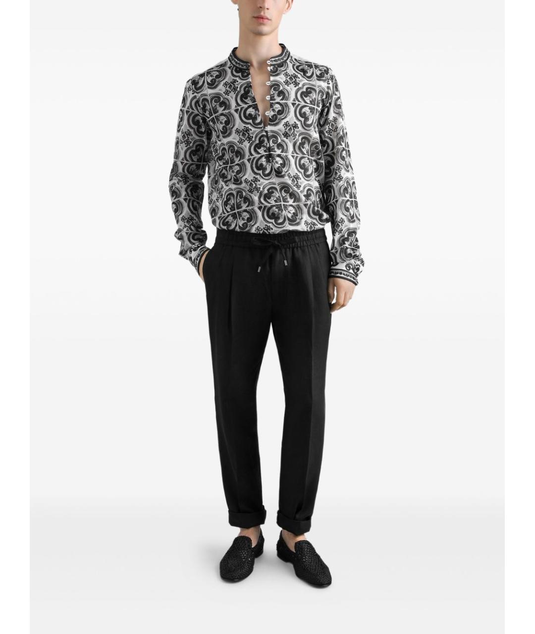 DOLCE&GABBANA Черные льняные повседневные брюки, фото 2
