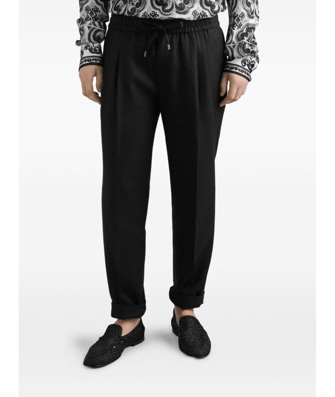 DOLCE&GABBANA Черные льняные повседневные брюки, фото 3