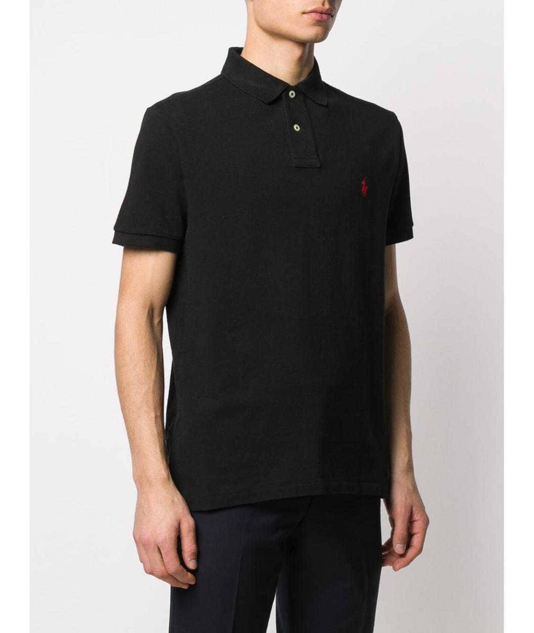 POLO RALPH LAUREN Черное хлопковое поло с коротким рукавом, фото 3