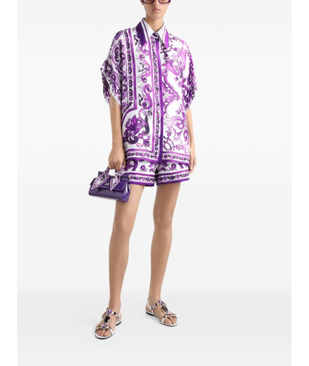 DOLCE&GABBANA Фиолетовые шелковые шорты, фото 2