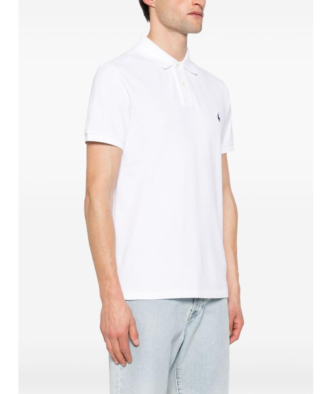 POLO RALPH LAUREN Белое хлопковое поло с коротким рукавом, фото 4