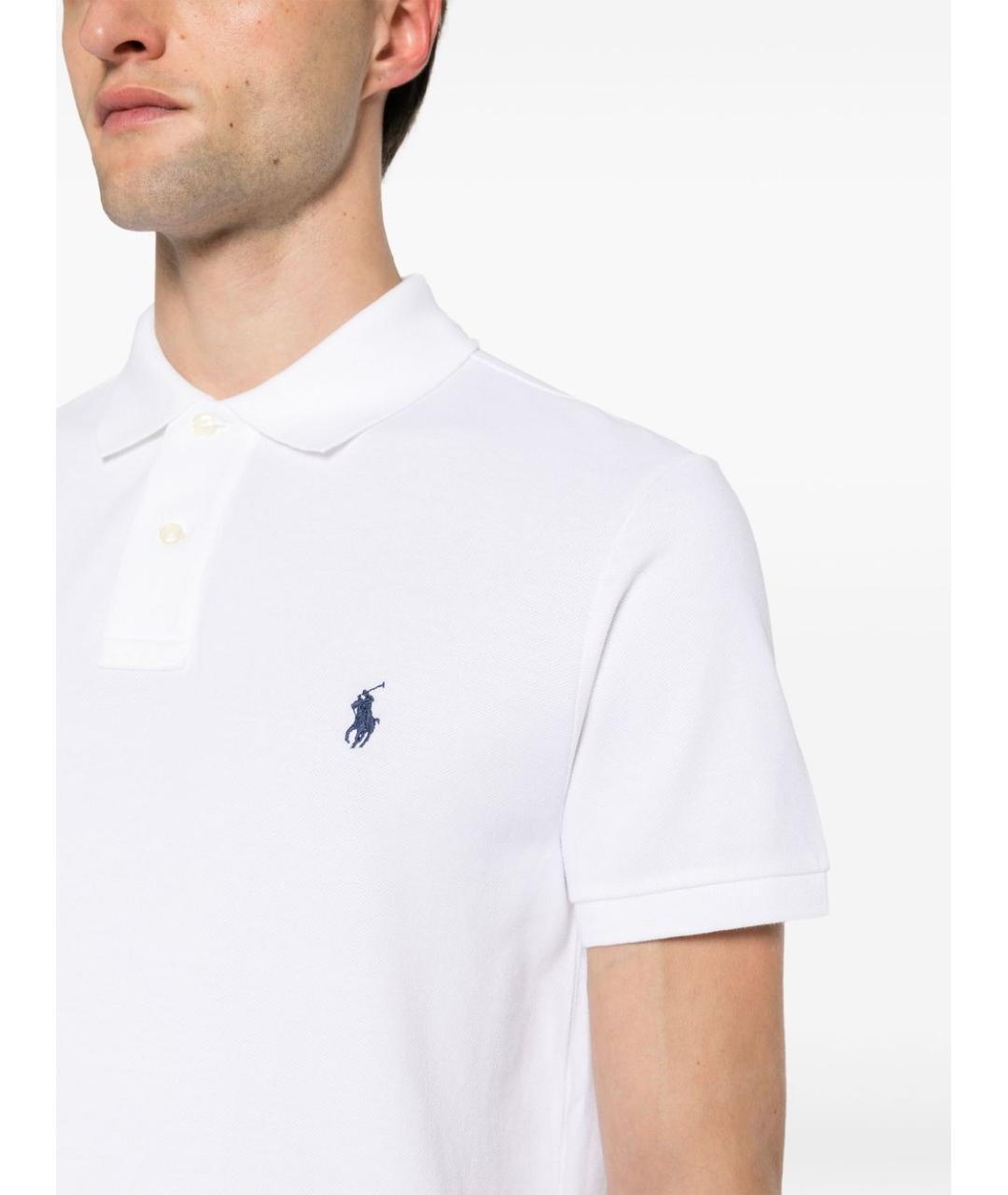 POLO RALPH LAUREN Белое хлопковое поло с коротким рукавом, фото 3