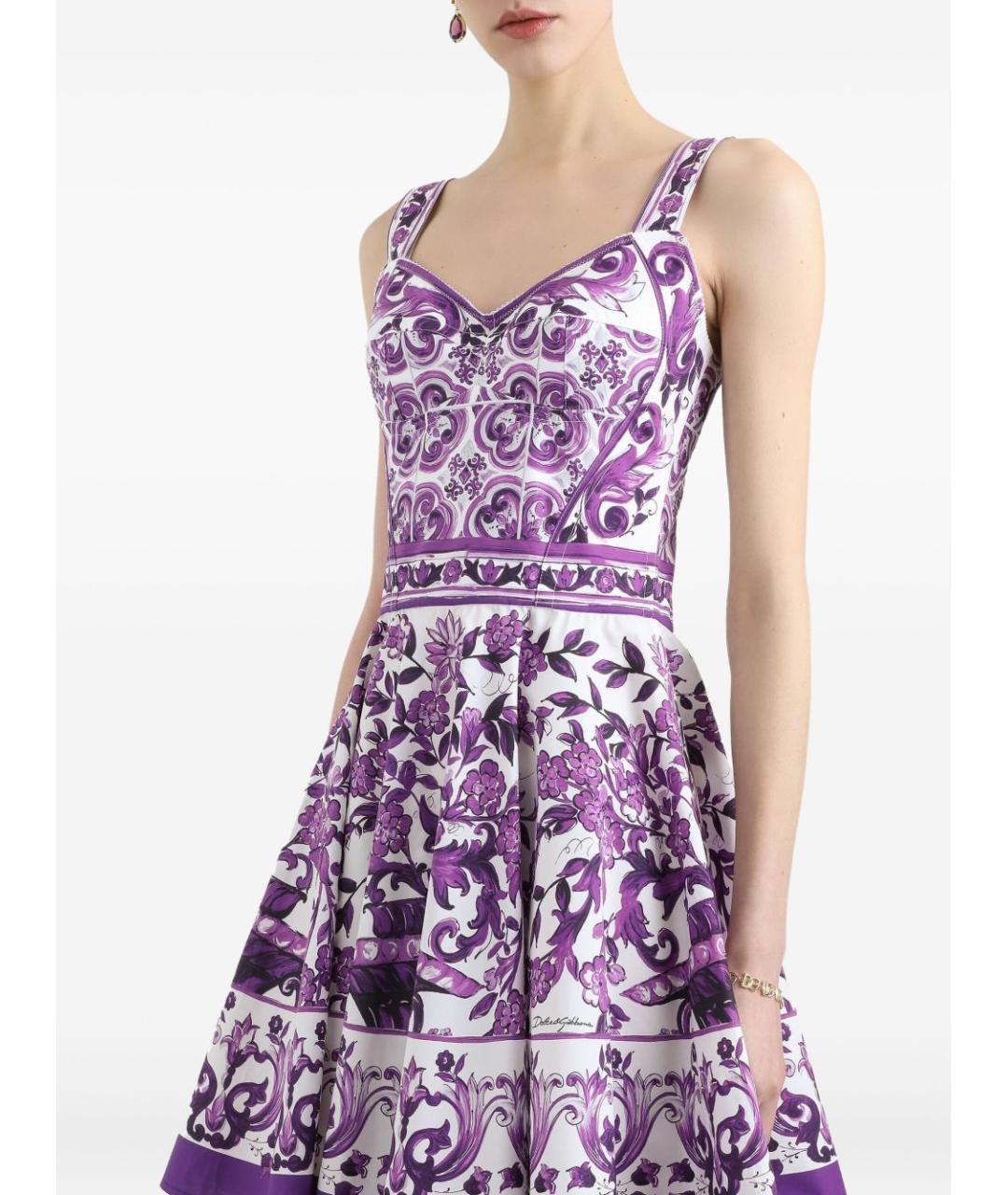 DOLCE&GABBANA Фиолетовое хлопковое повседневное платье, фото 3