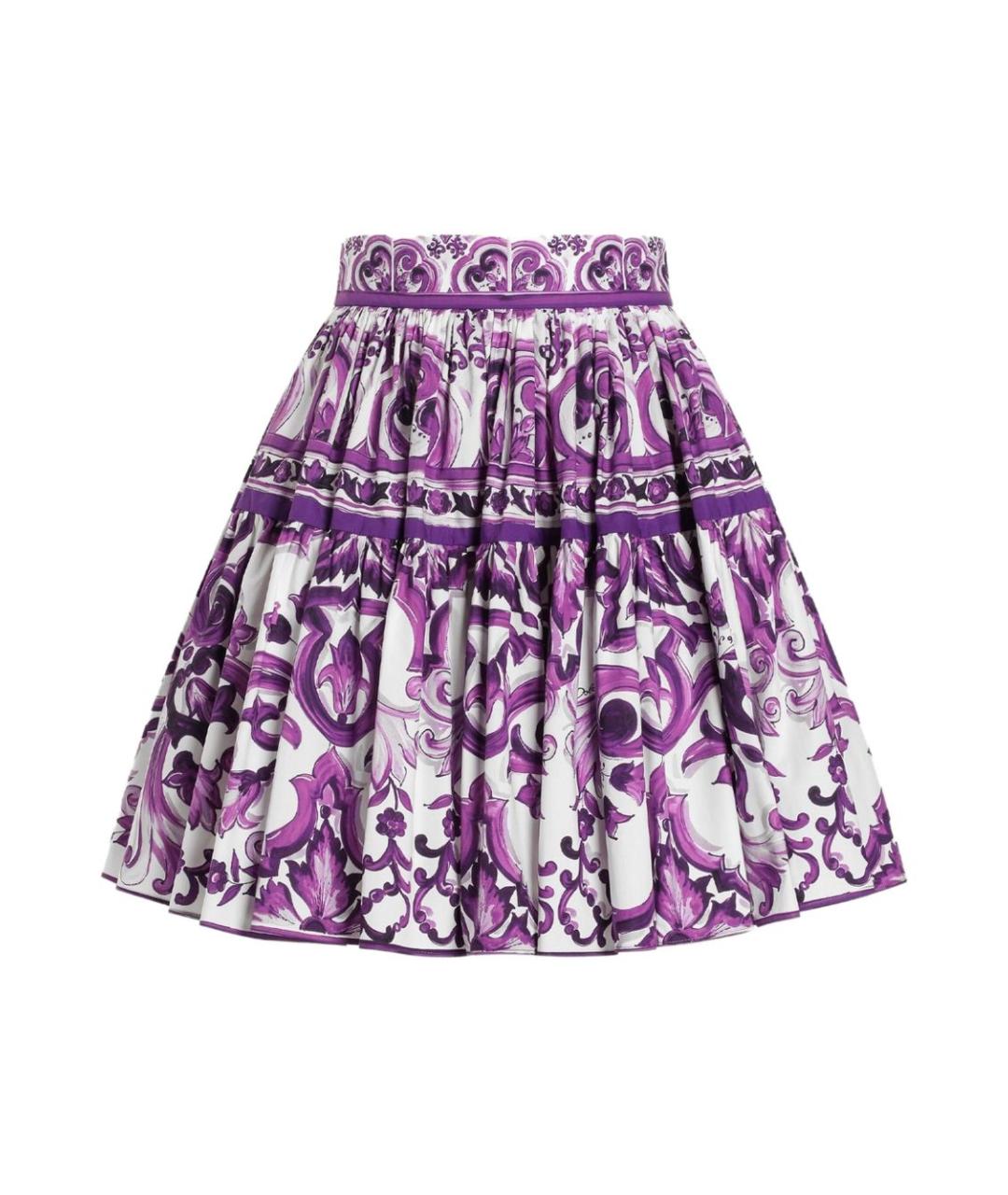 DOLCE&GABBANA Фиолетовая хлопковая юбка мини, фото 1