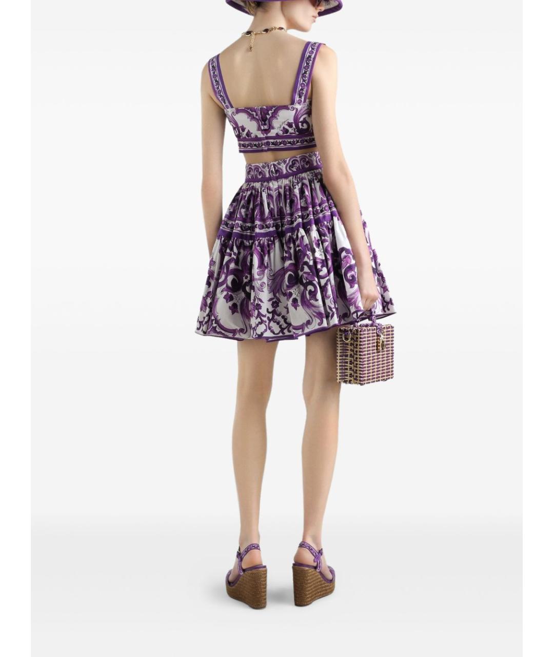 DOLCE&GABBANA Фиолетовая хлопковая юбка мини, фото 4