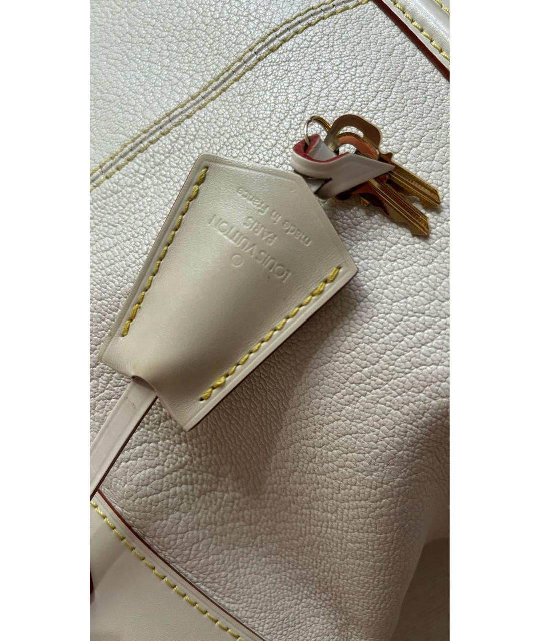 LOUIS VUITTON Бежевая кожаная сумка с короткими ручками, фото 8