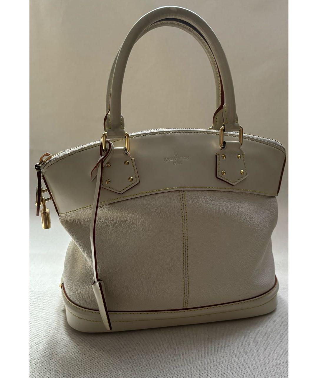LOUIS VUITTON Бежевая кожаная сумка с короткими ручками, фото 9
