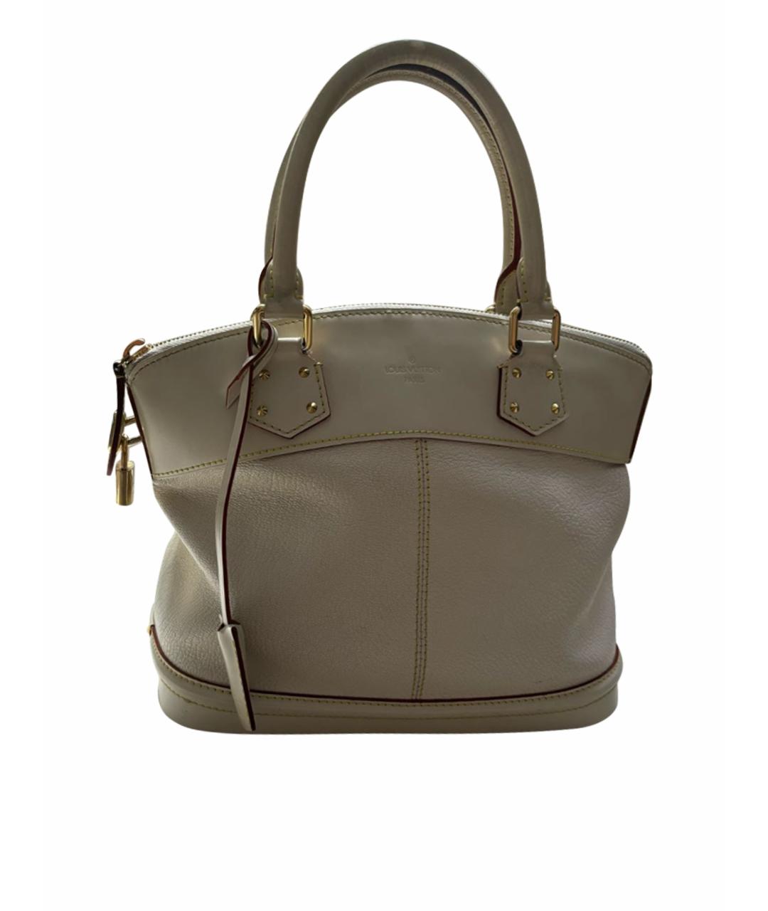 LOUIS VUITTON Бежевая кожаная сумка с короткими ручками, фото 1