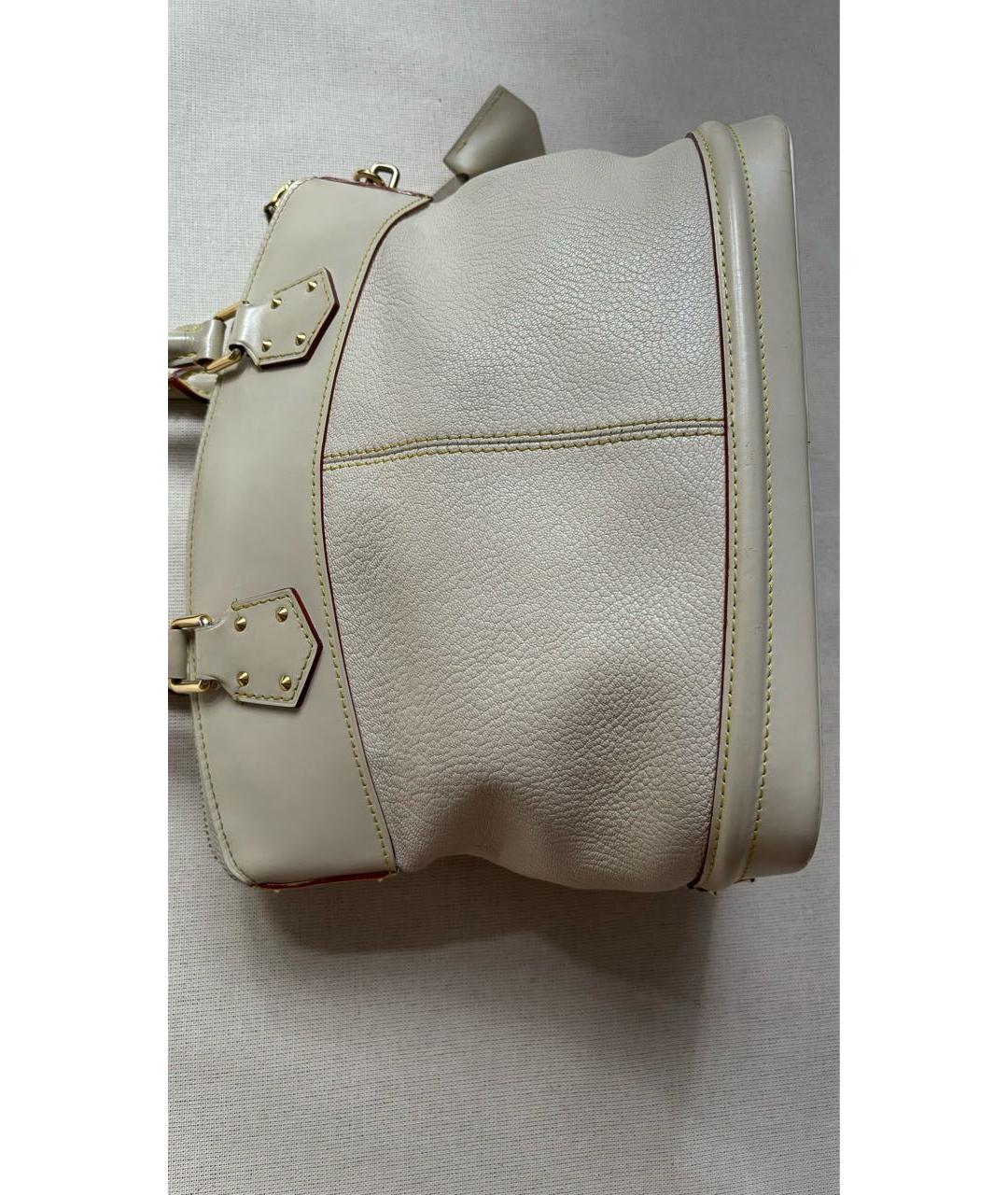 LOUIS VUITTON Бежевая кожаная сумка с короткими ручками, фото 4