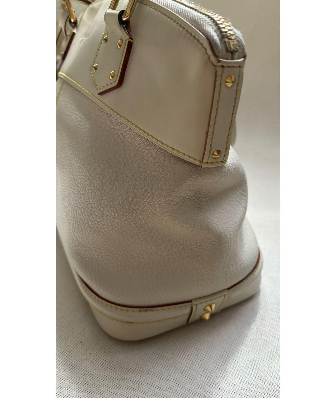 LOUIS VUITTON Бежевая кожаная сумка с короткими ручками, фото 3