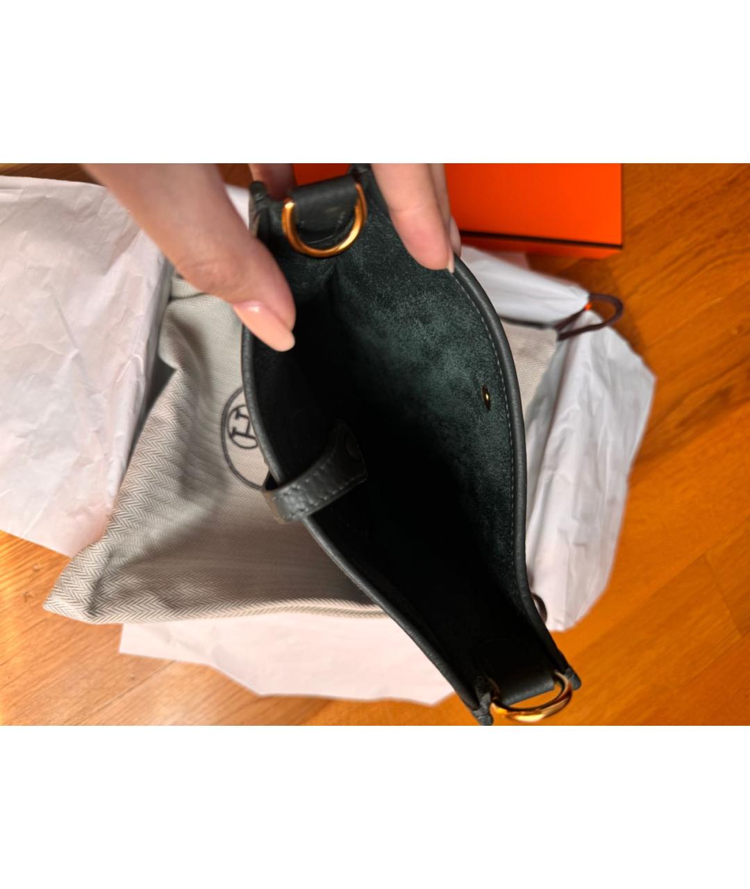 HERMES Антрацитовая кожаная сумка через плечо, фото 4