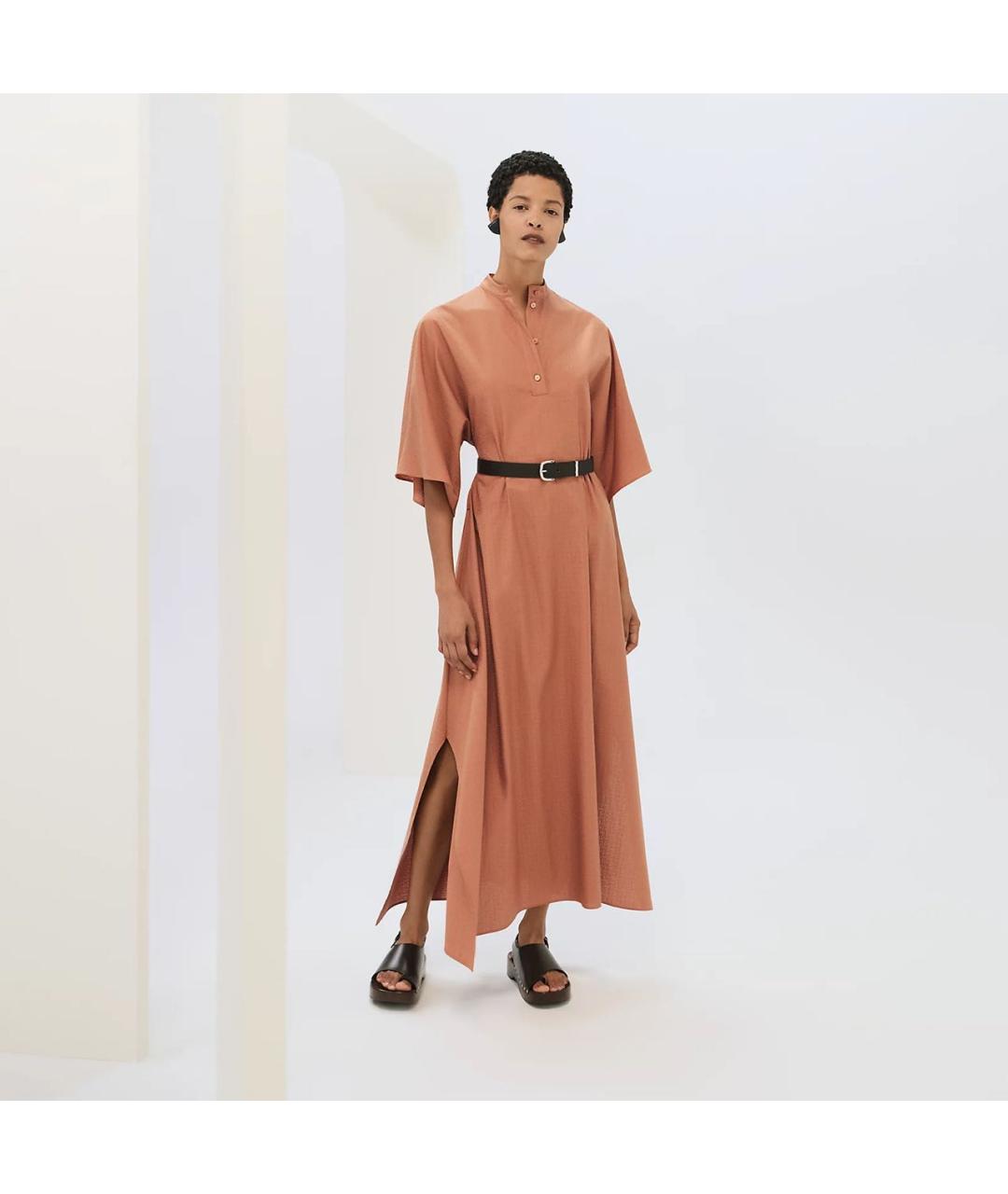 HERMES Бежевое хлопковое вечернее платье, фото 6
