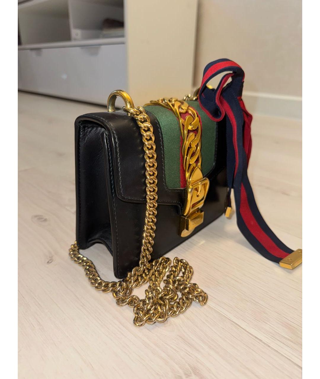 GUCCI Черная кожаная сумка через плечо, фото 2
