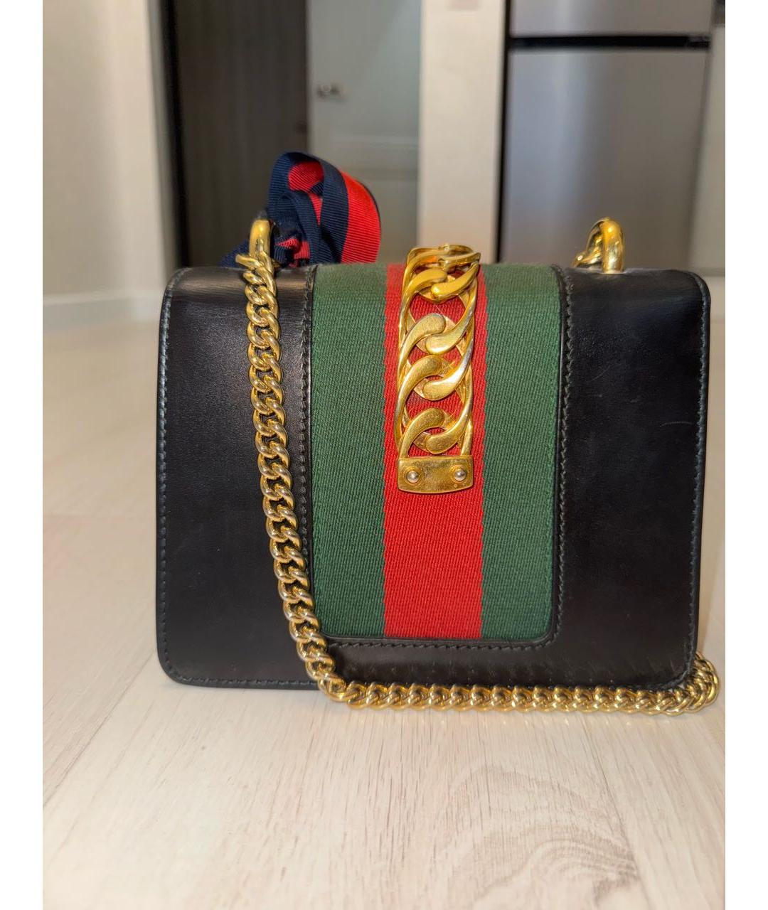 GUCCI Черная кожаная сумка через плечо, фото 3