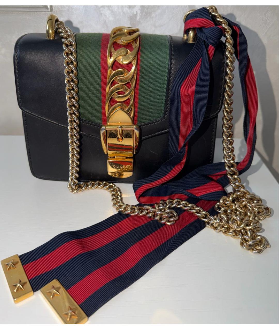 GUCCI Черная кожаная сумка через плечо, фото 5