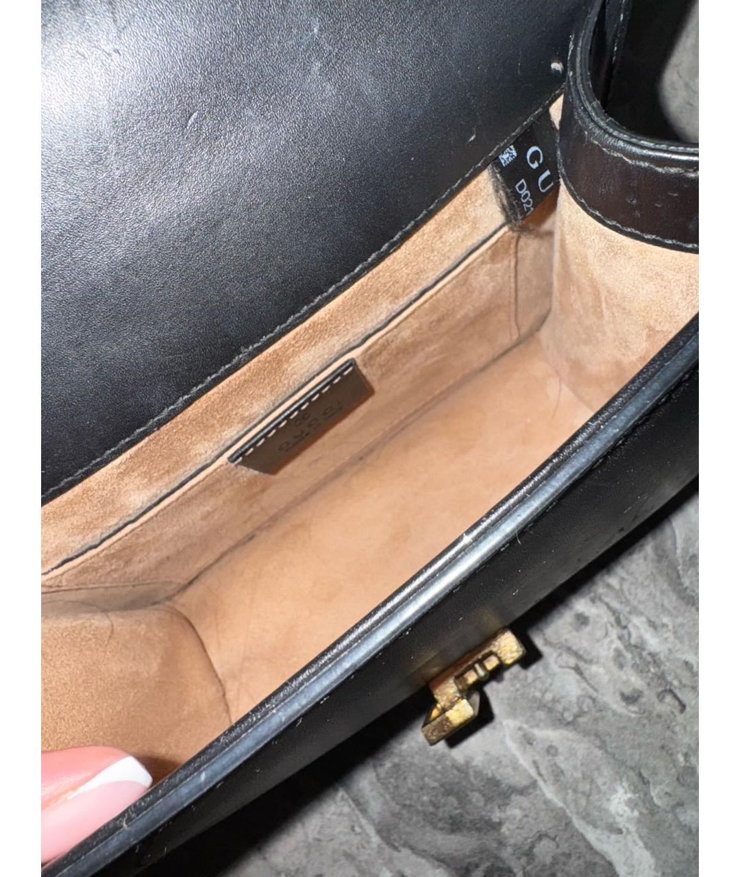 GUCCI Черная кожаная сумка через плечо, фото 4