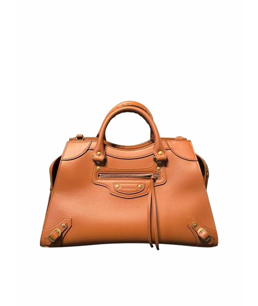 BALENCIAGA Коричневая кожаная сумка с короткими ручками, фото 1