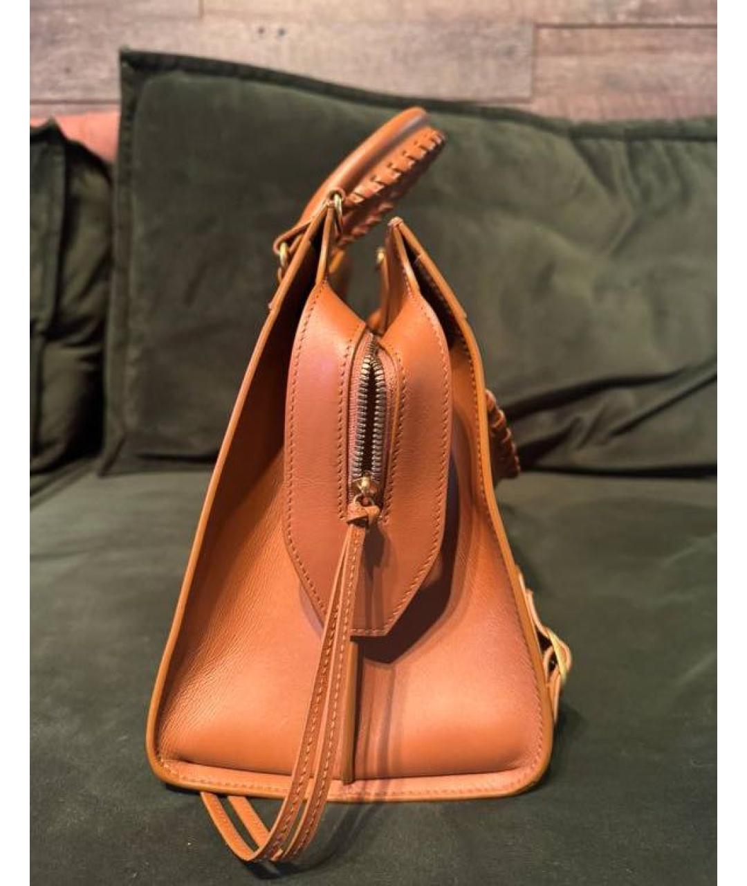 BALENCIAGA Коричневая кожаная сумка с короткими ручками, фото 2
