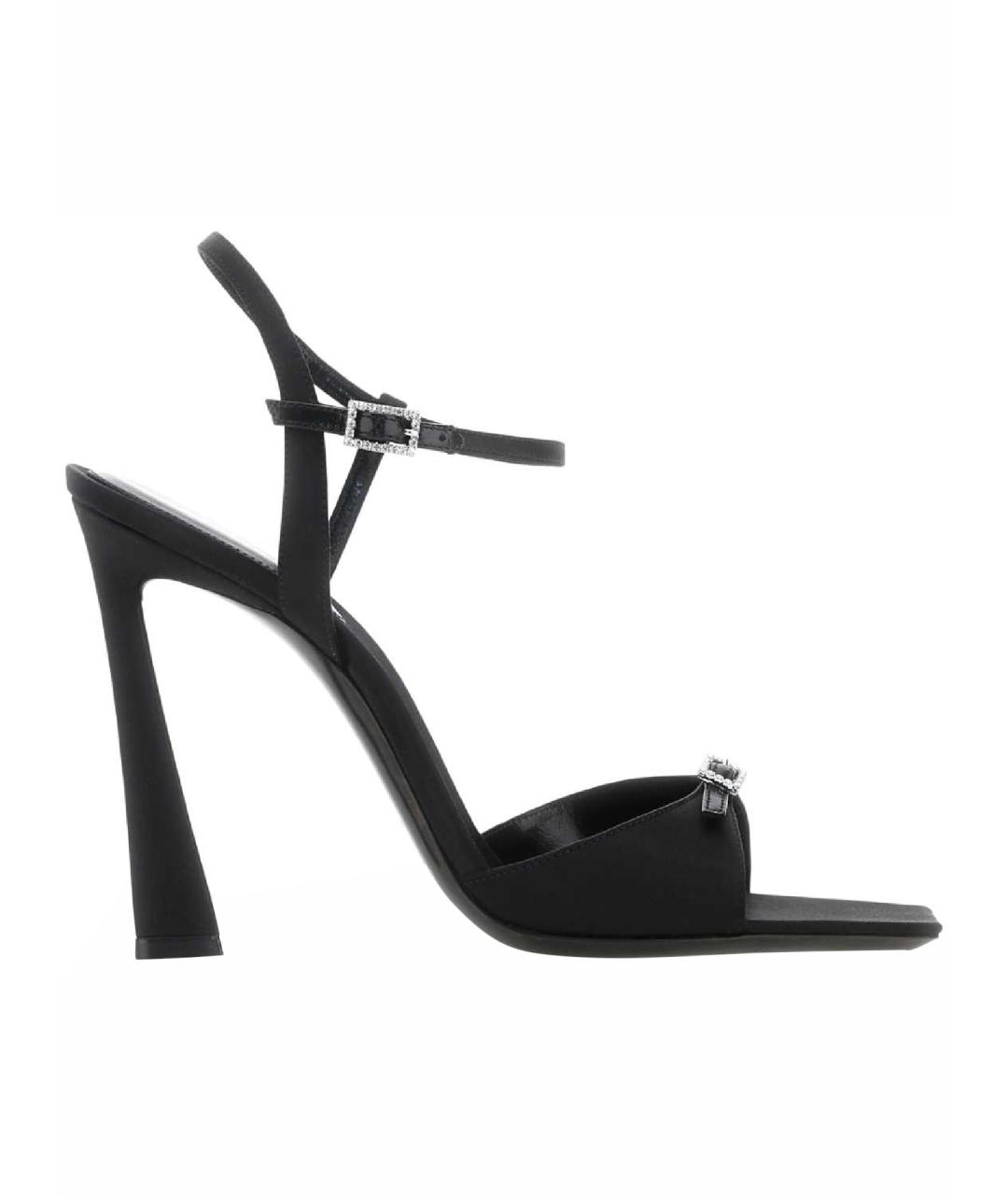 SAINT LAURENT Черные текстильные босоножки, фото 1