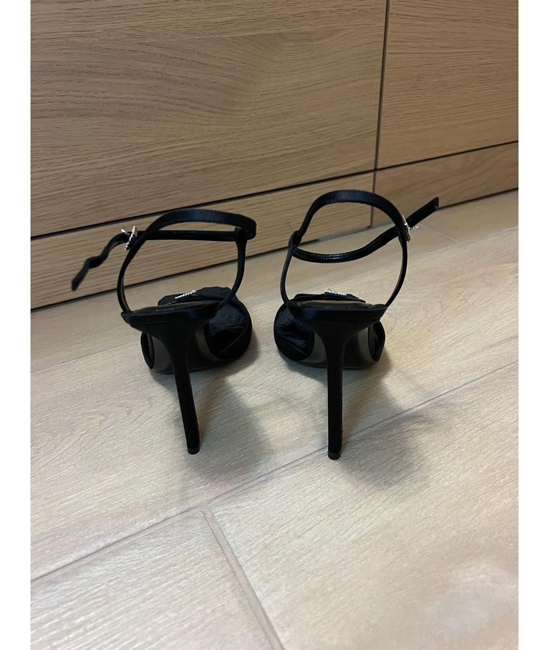 SAINT LAURENT Черные текстильные босоножки, фото 3