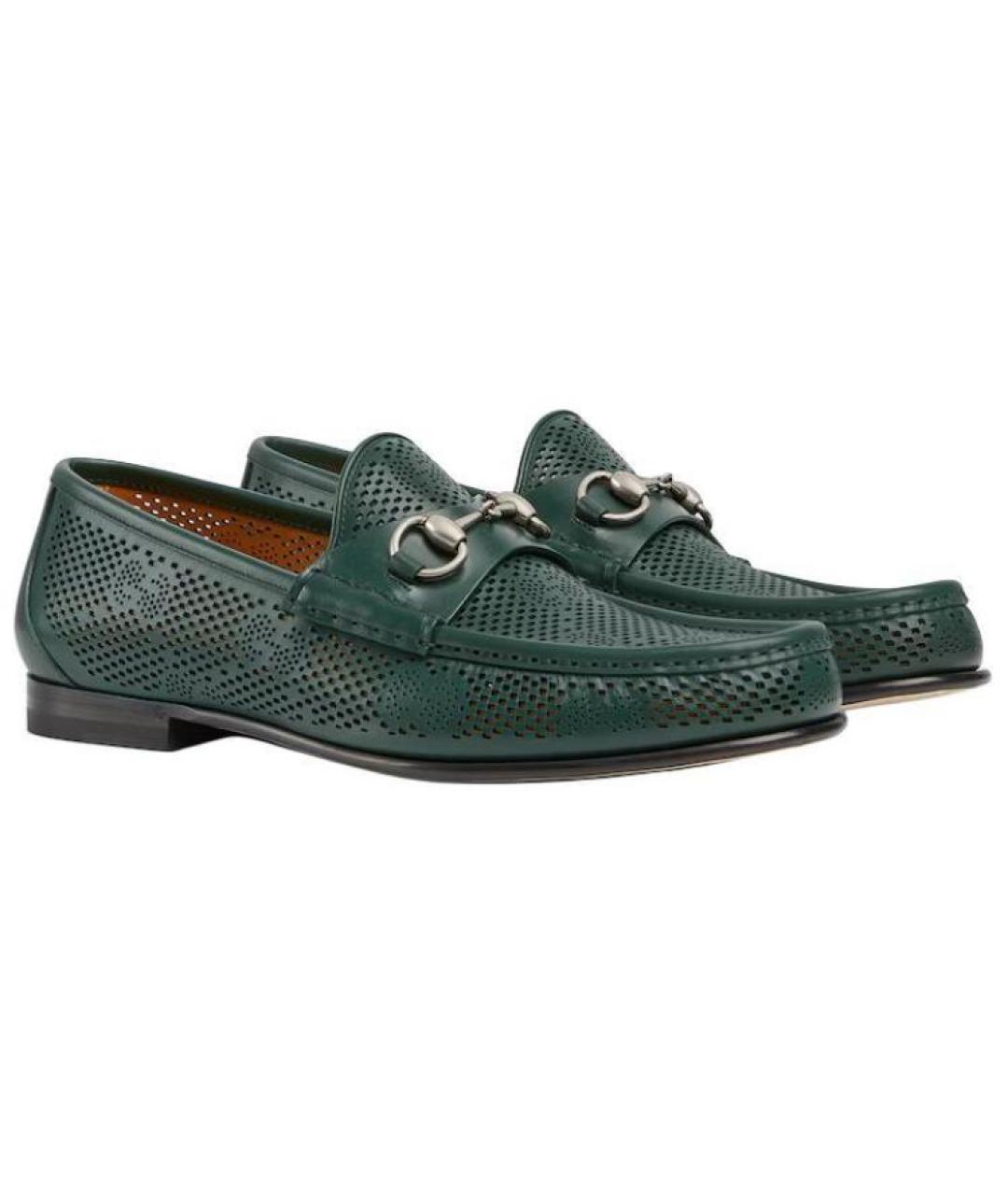 GUCCI Зеленые кожаные лоферы, фото 3