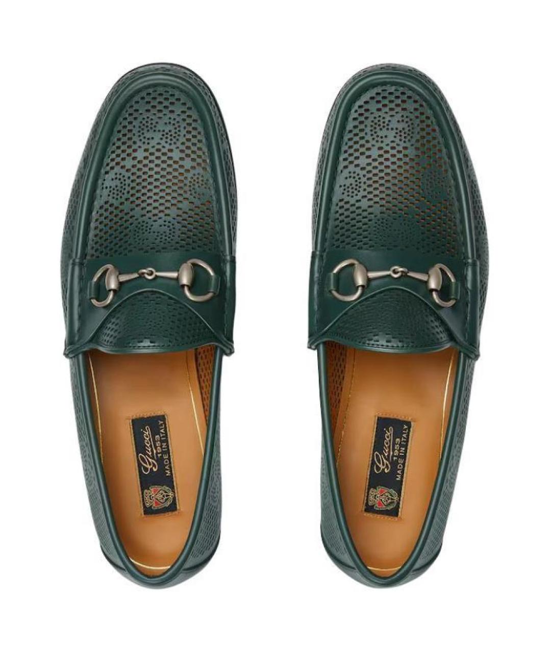 GUCCI Зеленые кожаные лоферы, фото 4