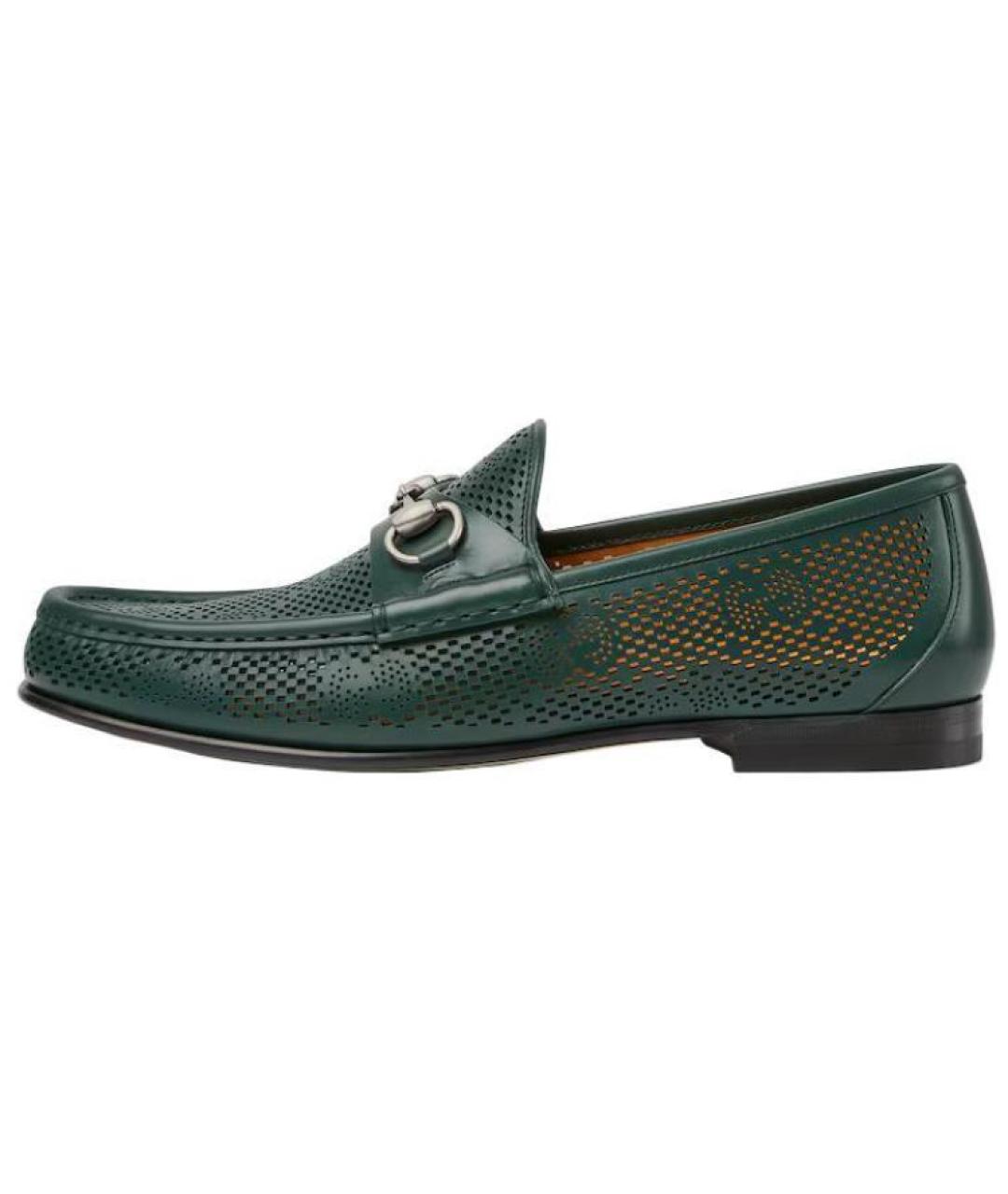 GUCCI Зеленые кожаные лоферы, фото 2