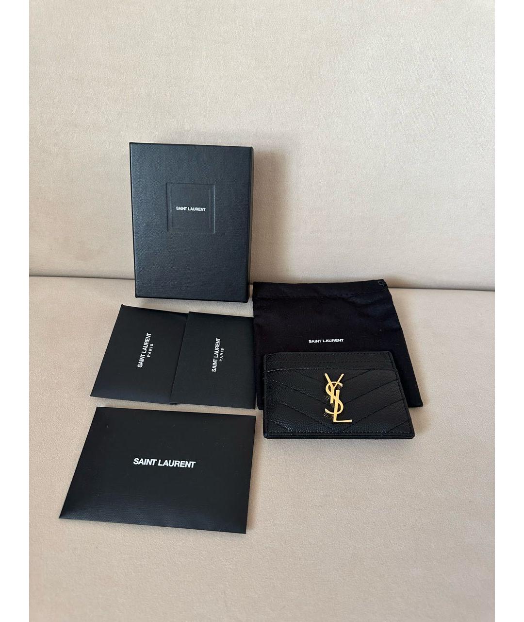 SAINT LAURENT Черный кожаный кардхолдер, фото 5