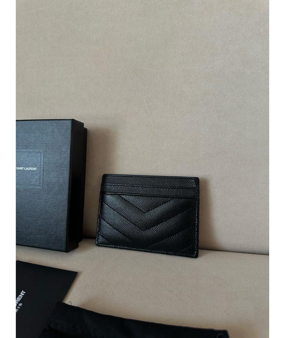 SAINT LAURENT Черный кожаный кардхолдер, фото 8
