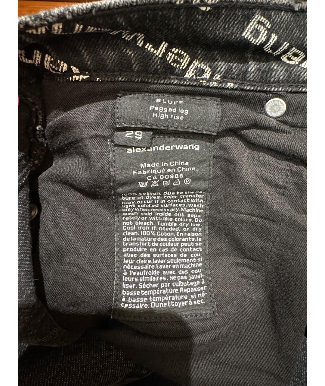 ALEXANDER WANG Черные хлопковые джинсы слим, фото 6