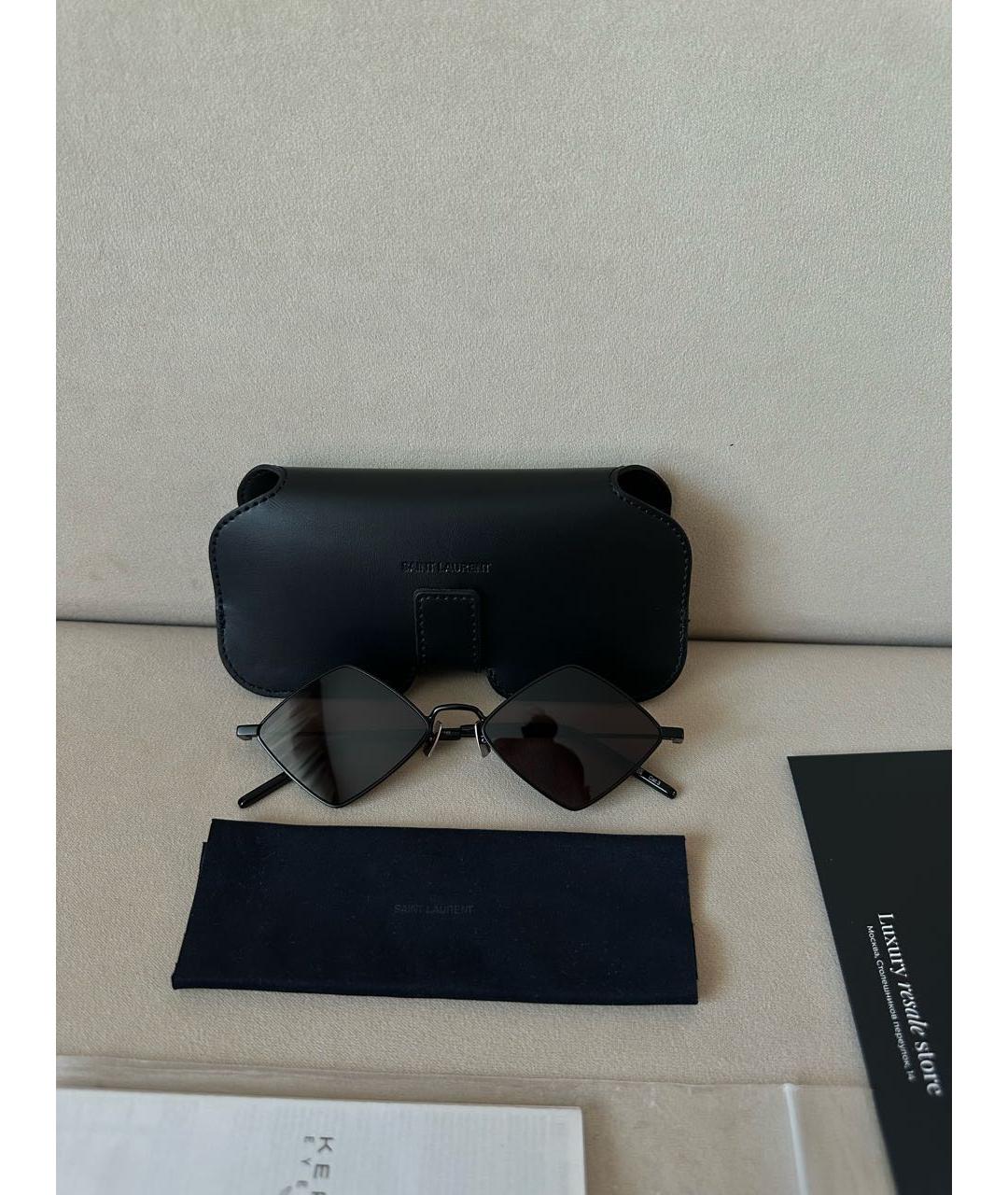 SAINT LAURENT Черные металлические солнцезащитные очки, фото 4