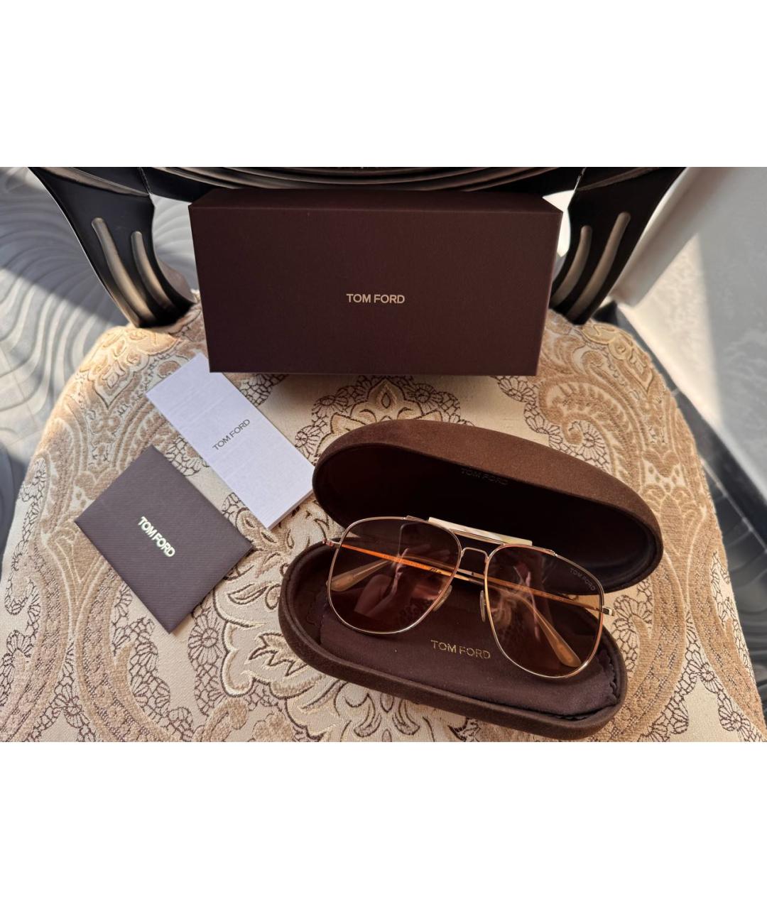 TOM FORD Золотые солнцезащитные очки, фото 7