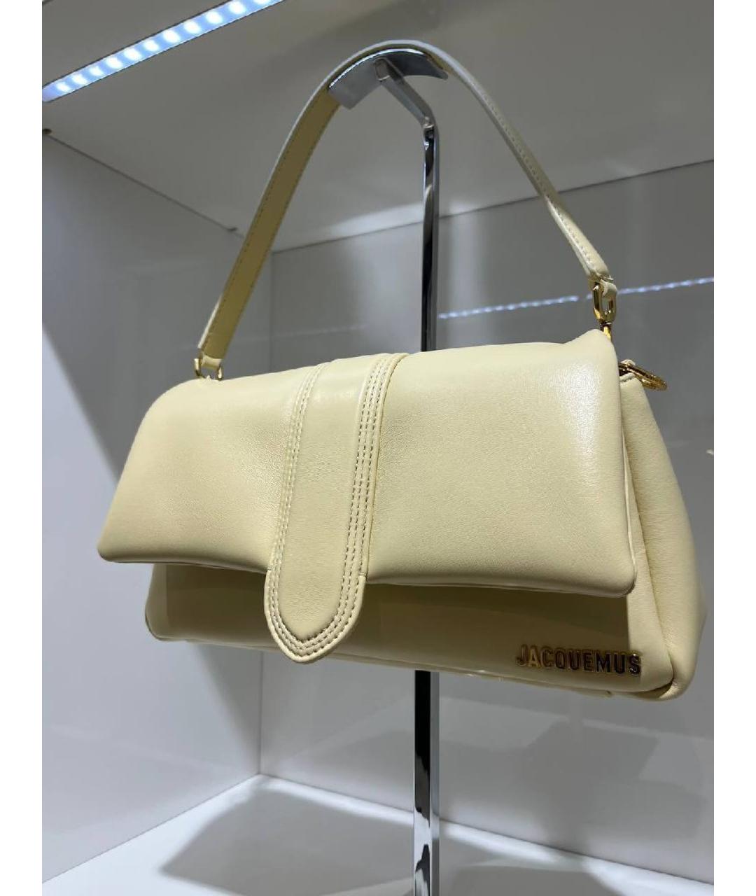 JACQUEMUS Желтая кожаная сумка с короткими ручками, фото 3