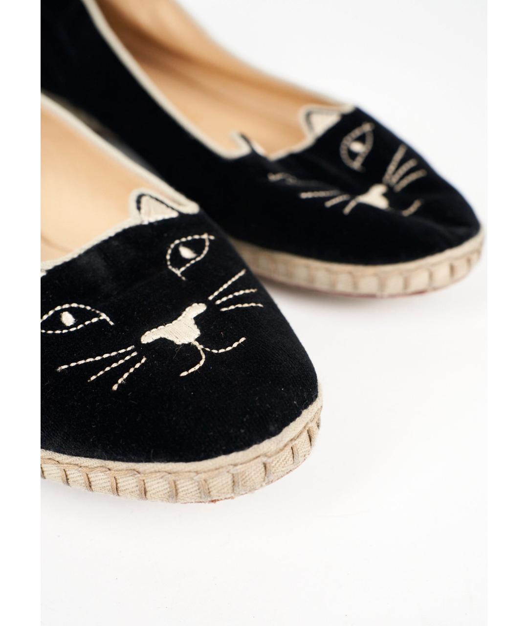 CHARLOTTE OLYMPIA Черные замшевые балетки, фото 5