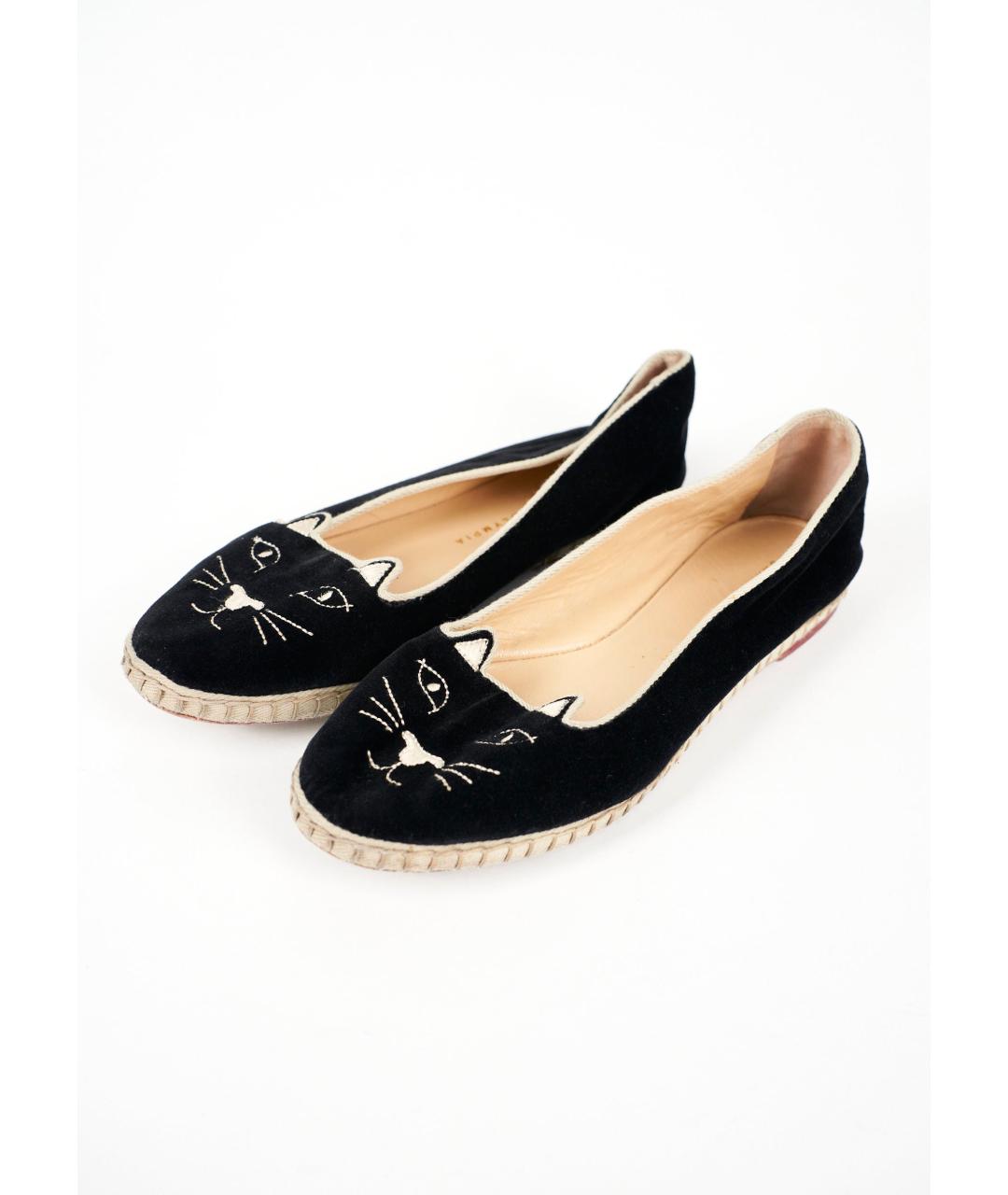 CHARLOTTE OLYMPIA Черные замшевые балетки, фото 3