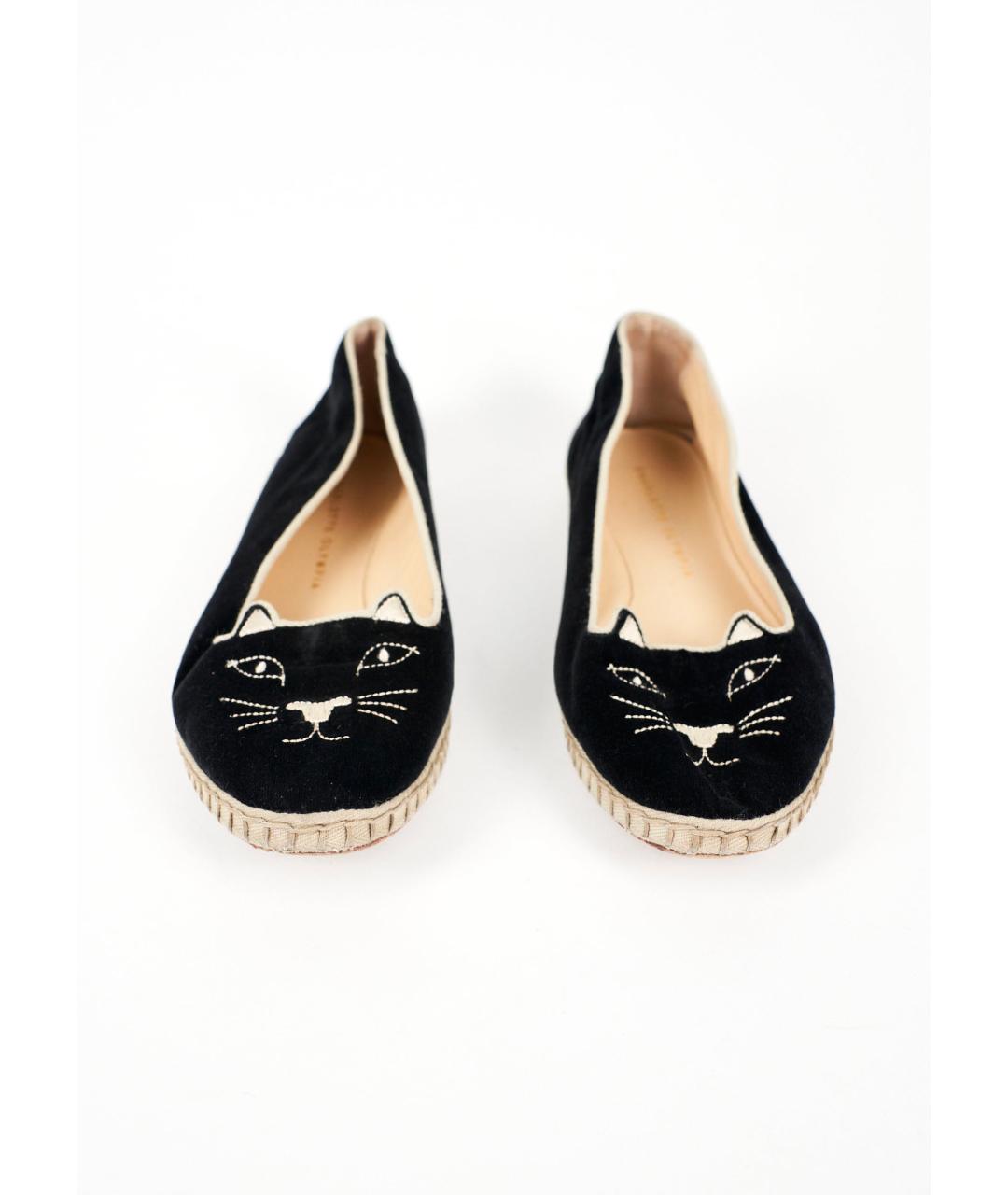 CHARLOTTE OLYMPIA Черные замшевые балетки, фото 2