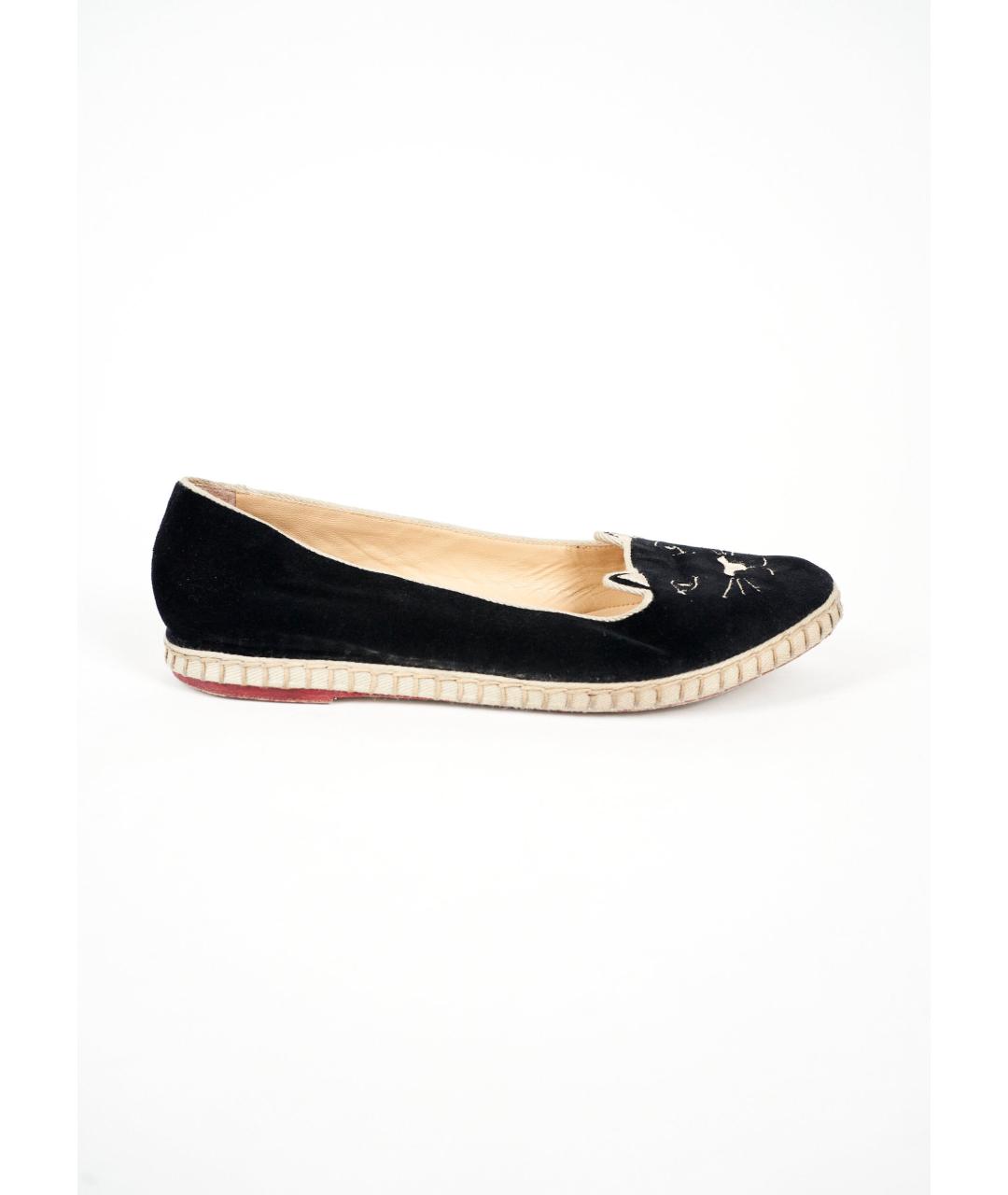 CHARLOTTE OLYMPIA Черные замшевые балетки, фото 8