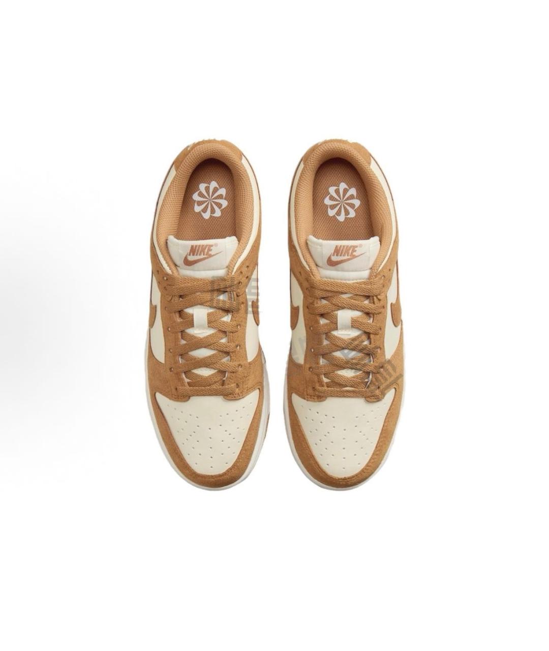 NIKE Бежевые кожаные низкие кроссовки / кеды, фото 3