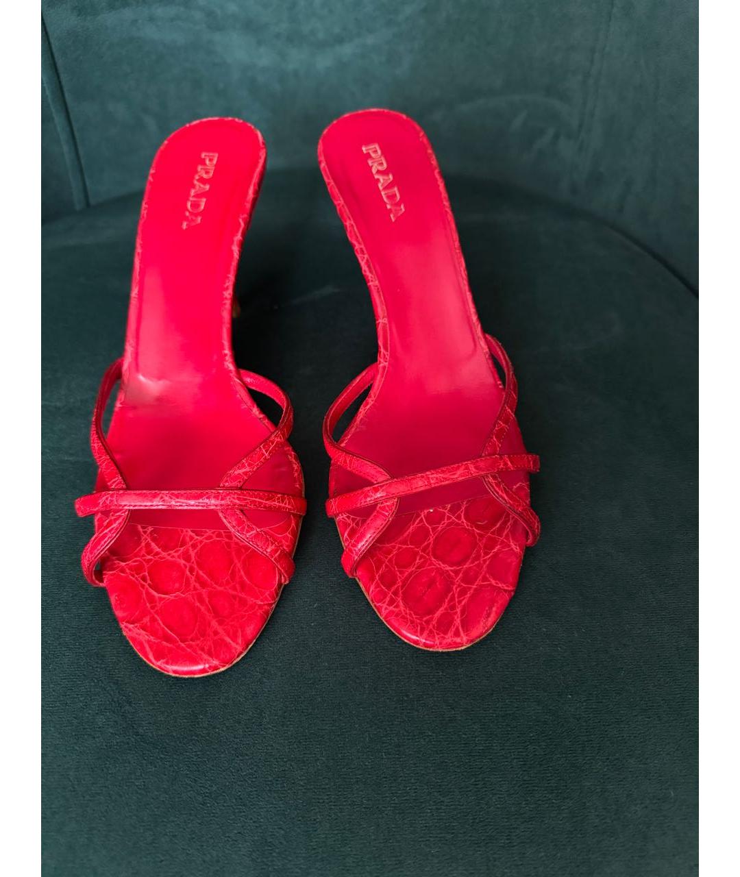 PRADA Красные кожаные мюли, фото 2